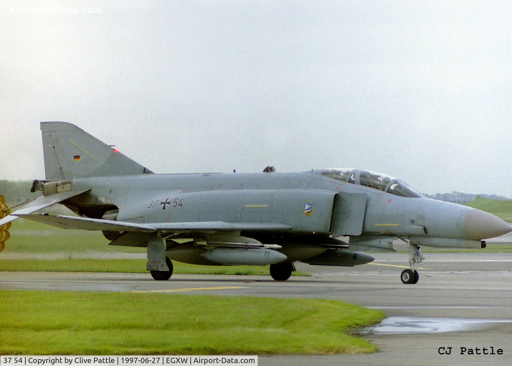 37 54, 1973 McDonnell Douglas F-4F Phantom II C/N 4481, Taxy arrival at Raf Waddington for the airshow 1997