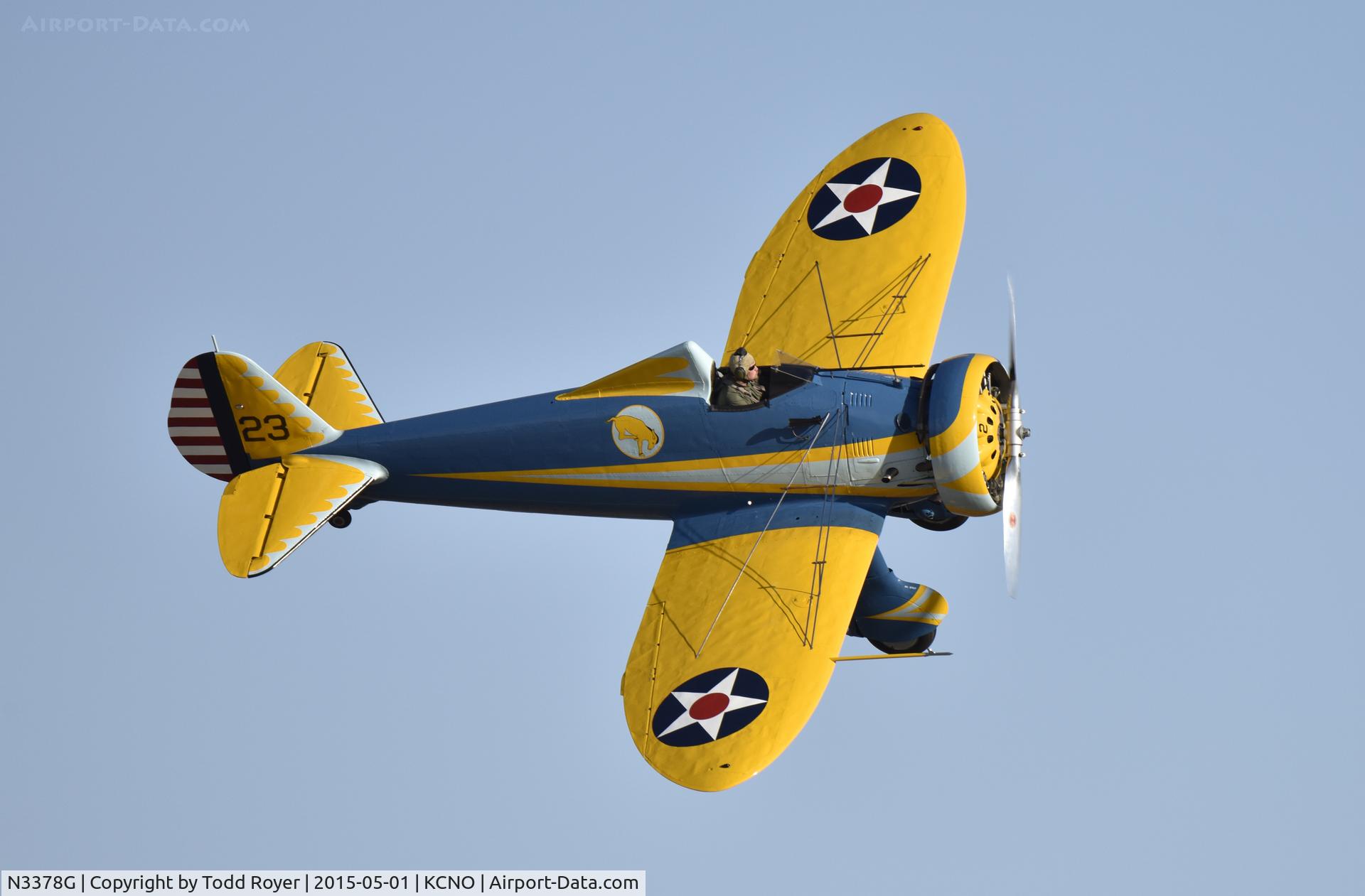 N3378G, 1933 Boeing P-26 Peashooter C/N 33123, Flying at the 2015 Planes of Fame Airshow