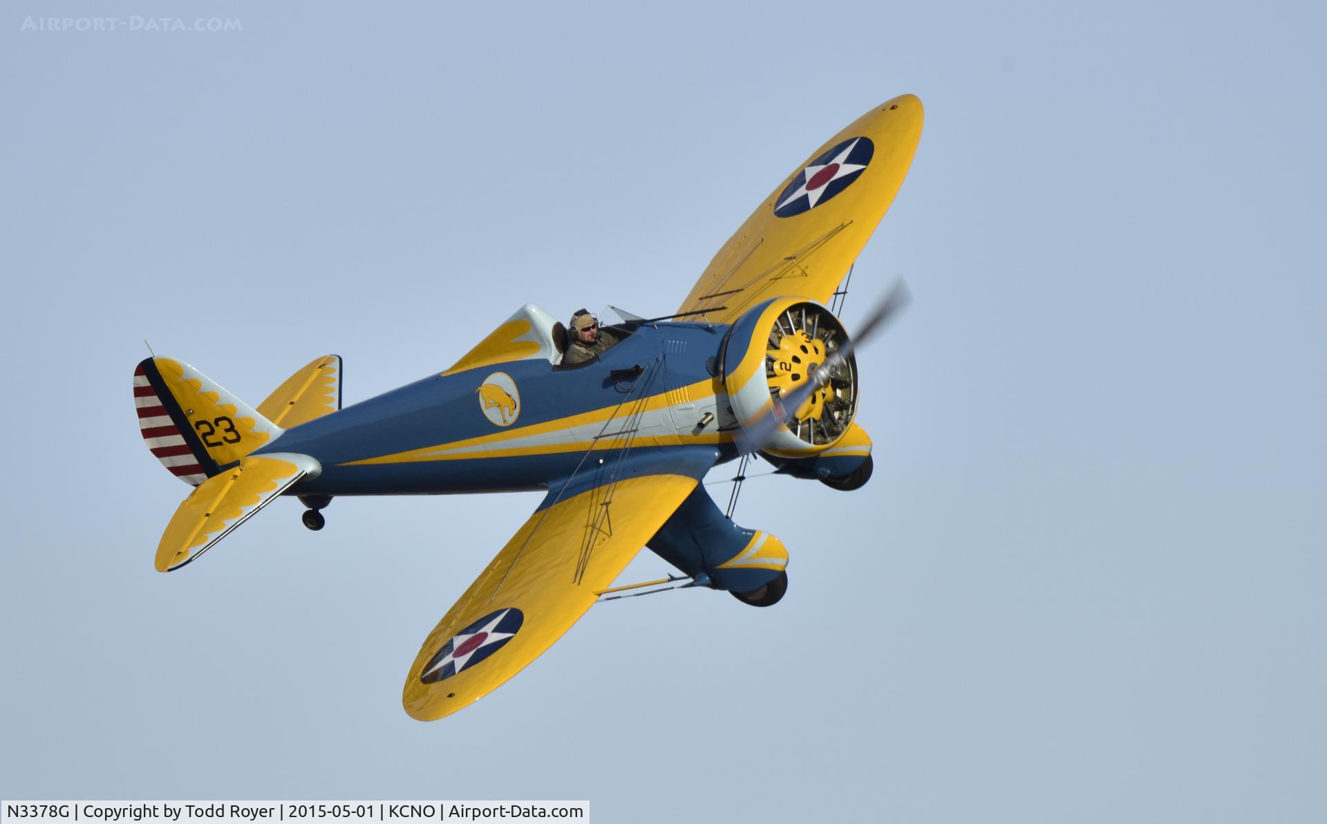 N3378G, 1933 Boeing P-26 Peashooter C/N 33123, Flying at the 2015 Planes of Fame Airshow