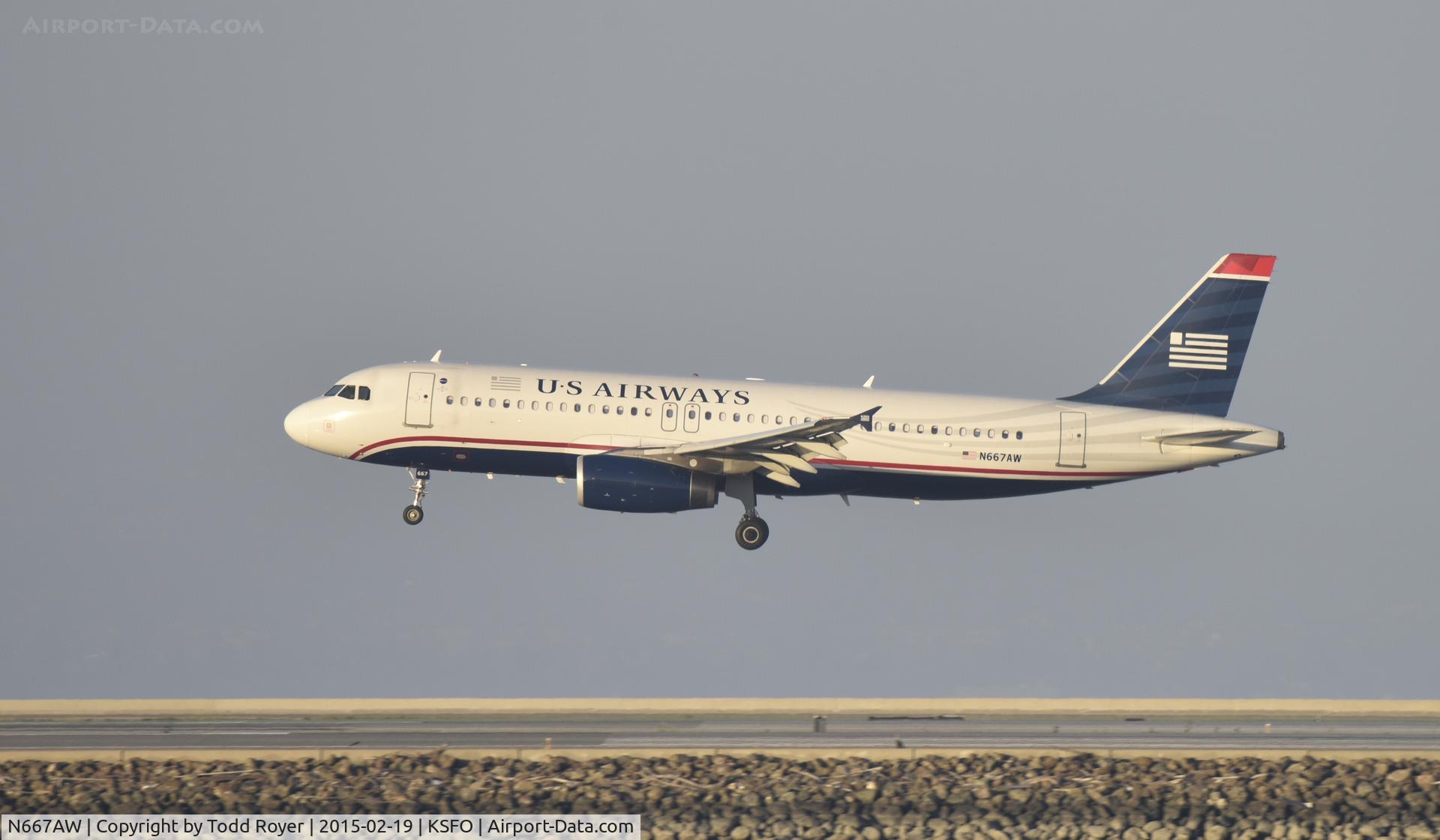 N667AW, 2002 Airbus A320-232 C/N 1710, Landing at SFO