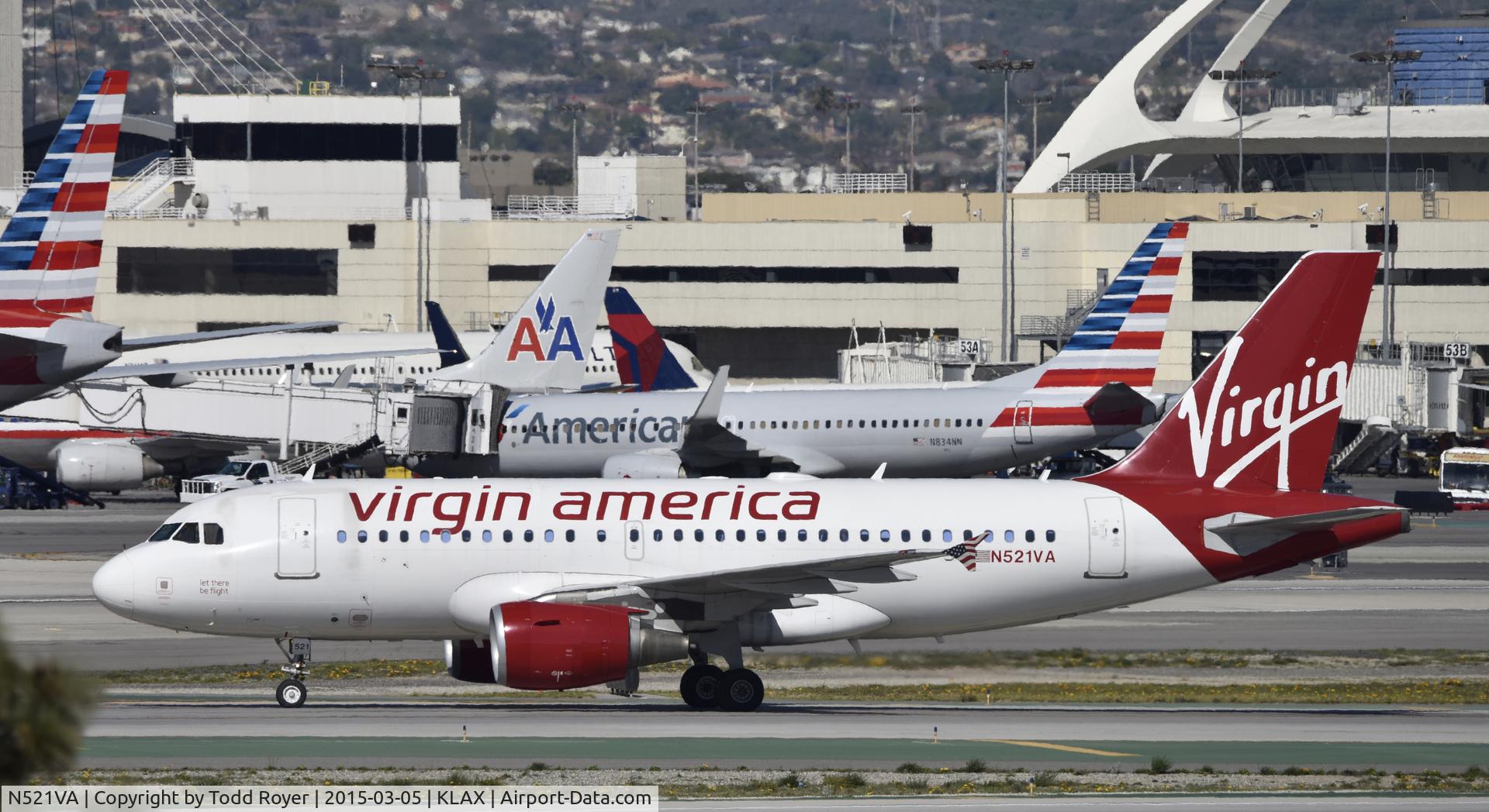 N521VA, 2006 Airbus A319-112 C/N 2773, Taxiing to gate at LAX
