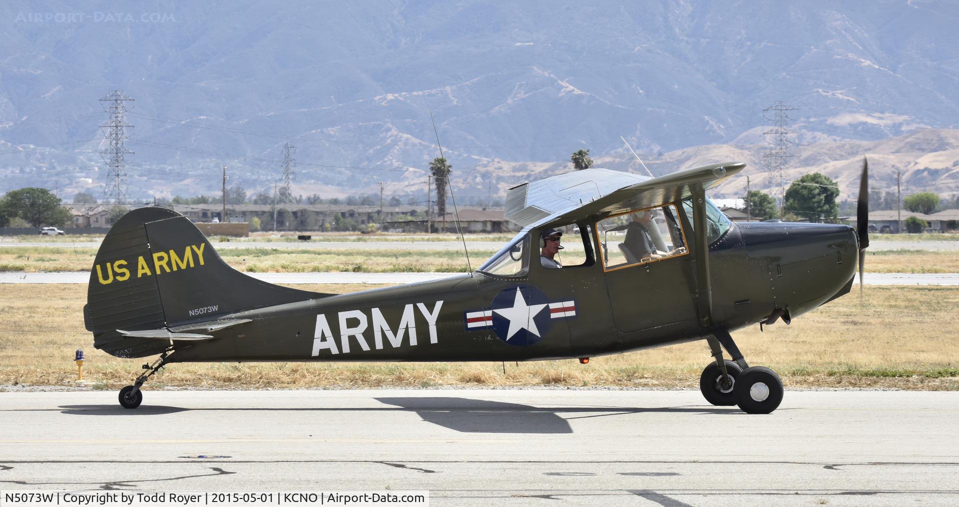 N5073W, 1950 Cessna O-1A Bird Dog C/N 21096, Taxiing at Chino