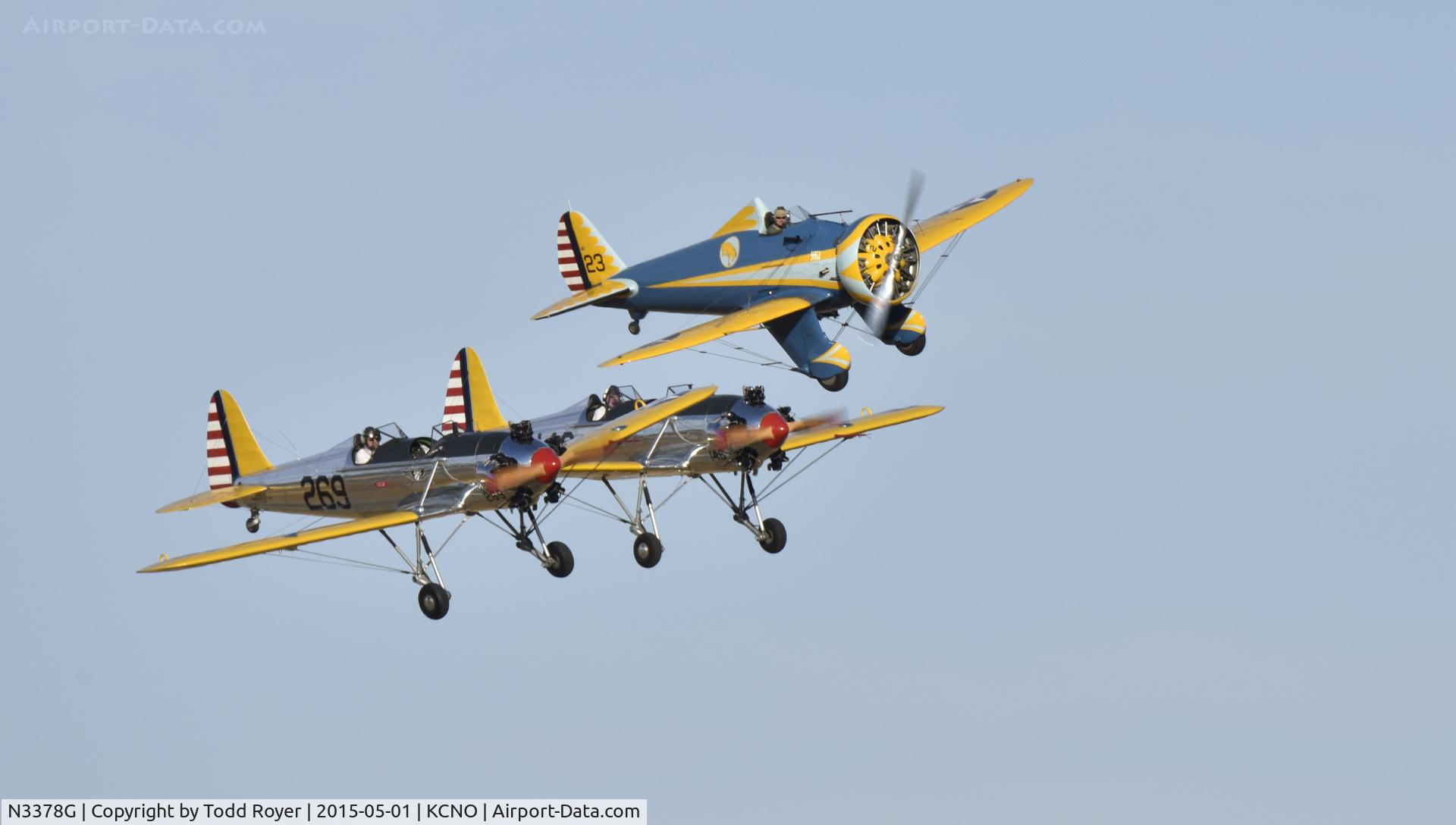 N3378G, 1933 Boeing P-26 Peashooter C/N 33123, Formation flight at Chino