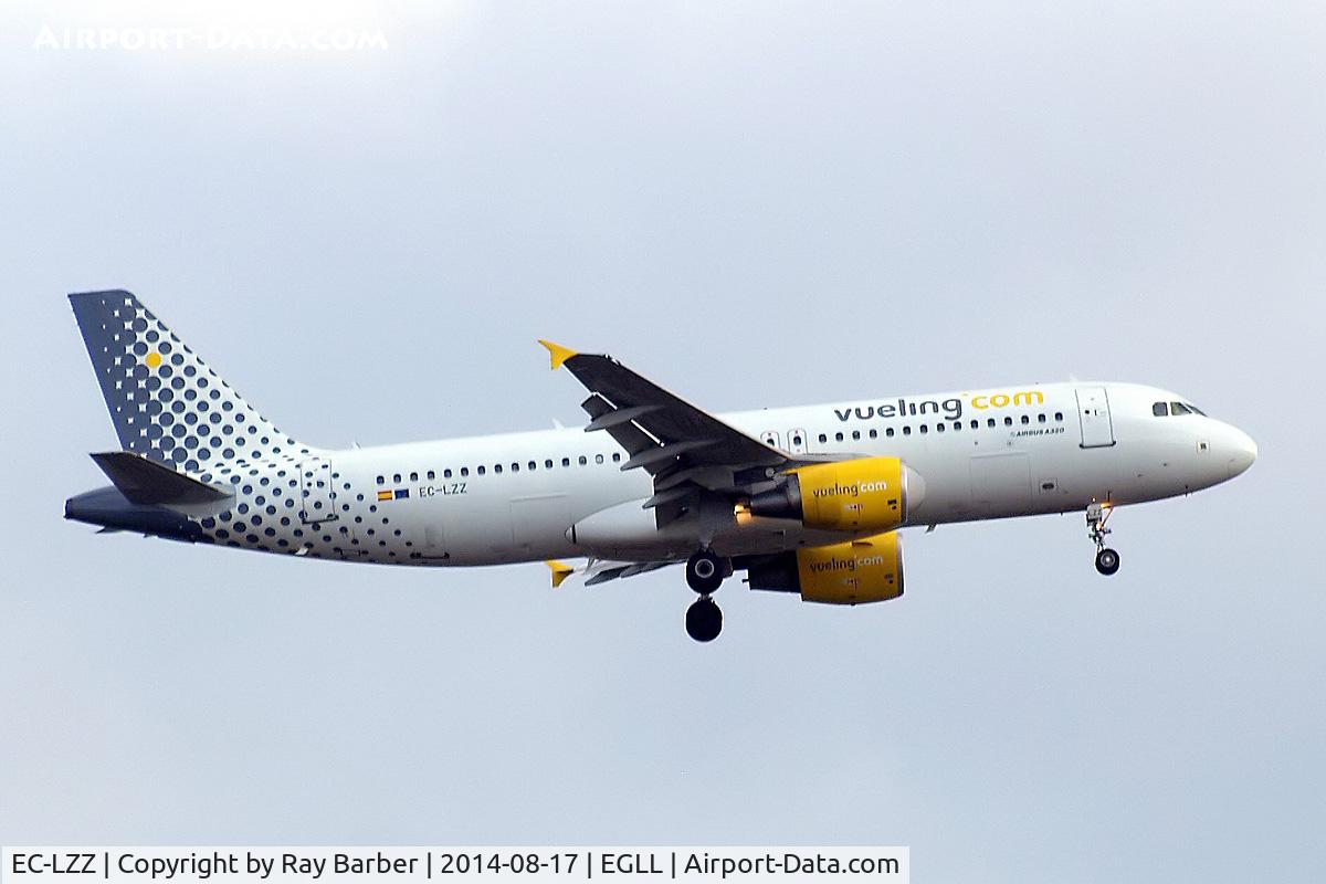 EC-LZZ, 2005 Airbus A320-214 C/N 2620, Airbus A320-232 [2479] (Vueling Airlines) Home~G 04/08/2012. On approach 27L.
