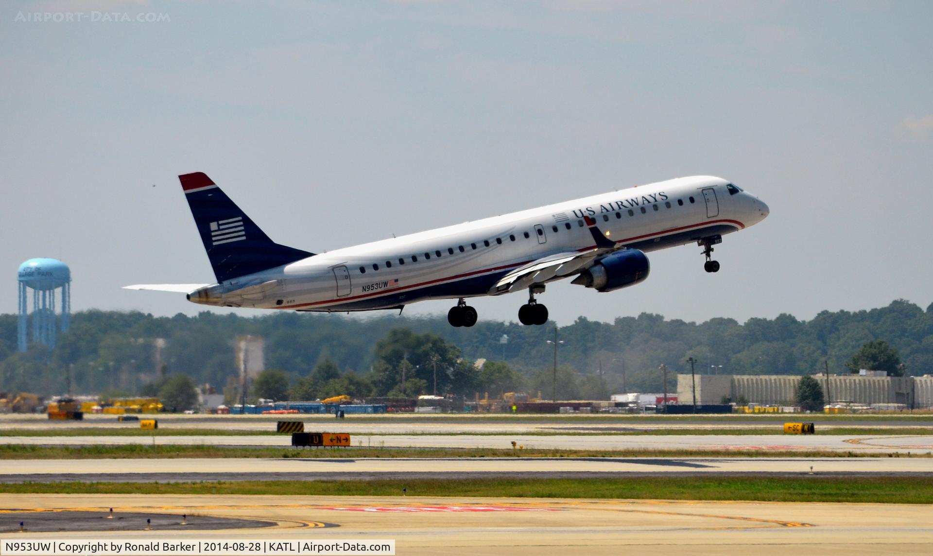 N953UW, 2007 Embraer ERJ-190-100 IGW 190AR C/N 19000133, Takeoff Atlanta