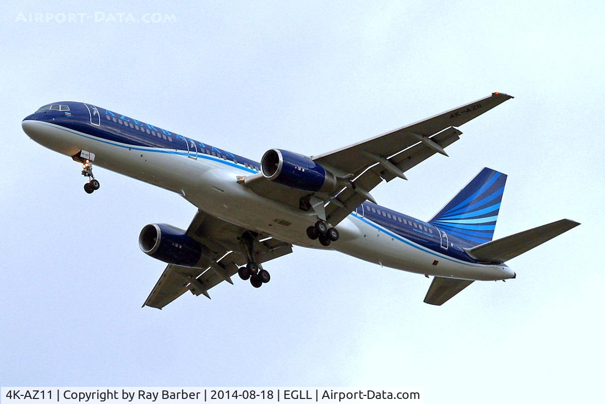 4K-AZ11, 2000 Boeing 757-22L C/N 29305/894, Boeing 757-22L [29305] (Azerbaijan Airlines) Home~G 18/08/2014. On approach 27R.