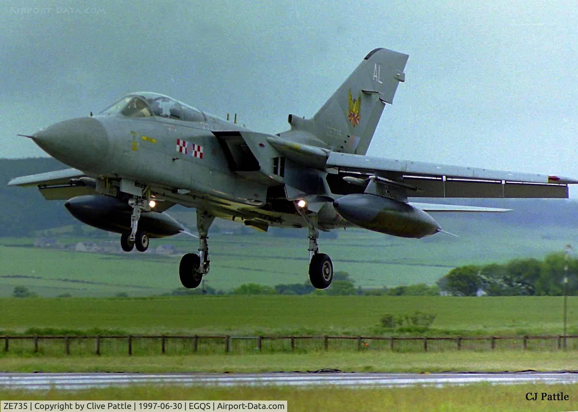 ZE735, 1988 Panavia Tornado F.3 C/N 666/AT028/3297, About to land at RAF Lossiemouth EGQS whilst serving as 'AL' with 56 R Sqn RAF