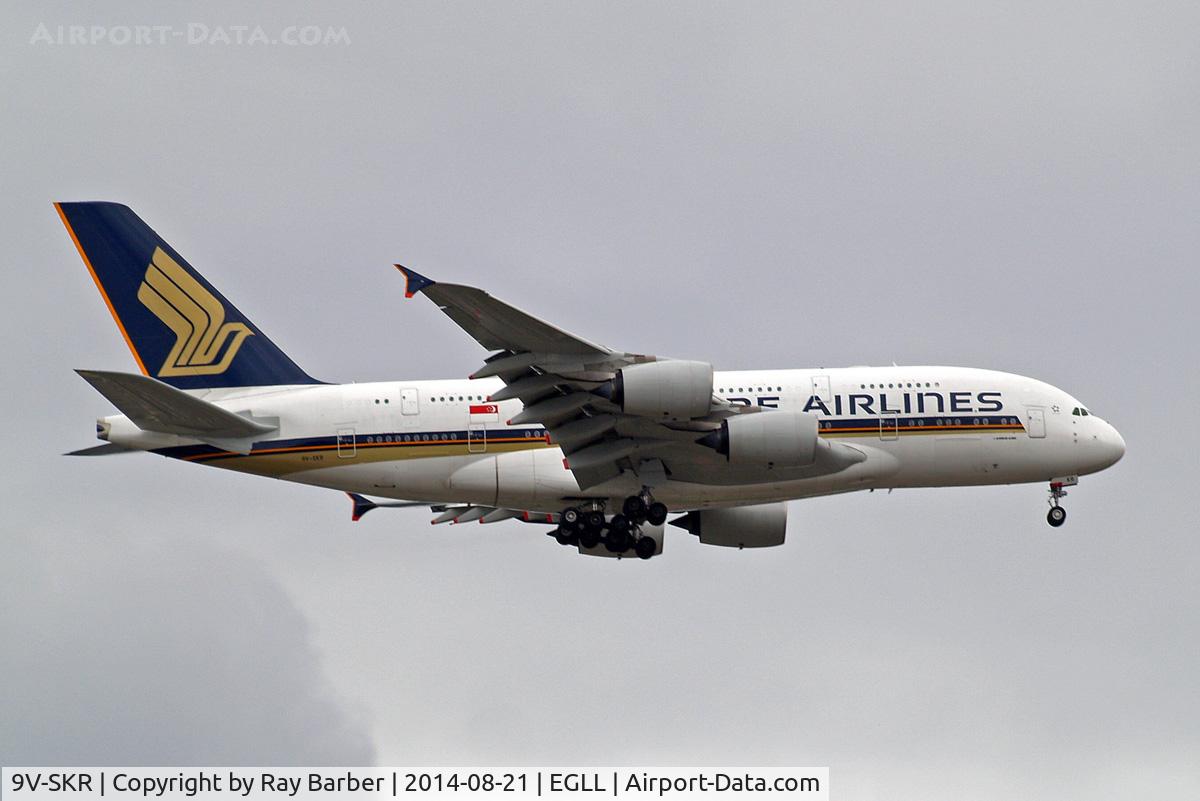 9V-SKR, 2011 Airbus A380-841 C/N 082, Airbus A380-841 [082] (Singapore Airlines) Home~G 21/08/2014. On approach 27L.
