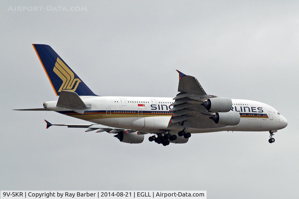 9V-SKR, 2011 Airbus A380-841 C/N 082, Airbus A380-841 [082] (Singapore Airlines) Home~G 21/08/2014. On approach 27L.