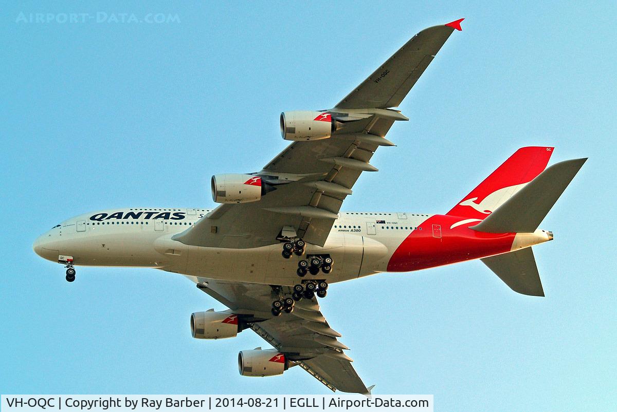 VH-OQC, 2008 Airbus A380-842 C/N 022, Airbus A380-841 [022] (QANTAS) Home~G 21/08/2014. On approach 27R.