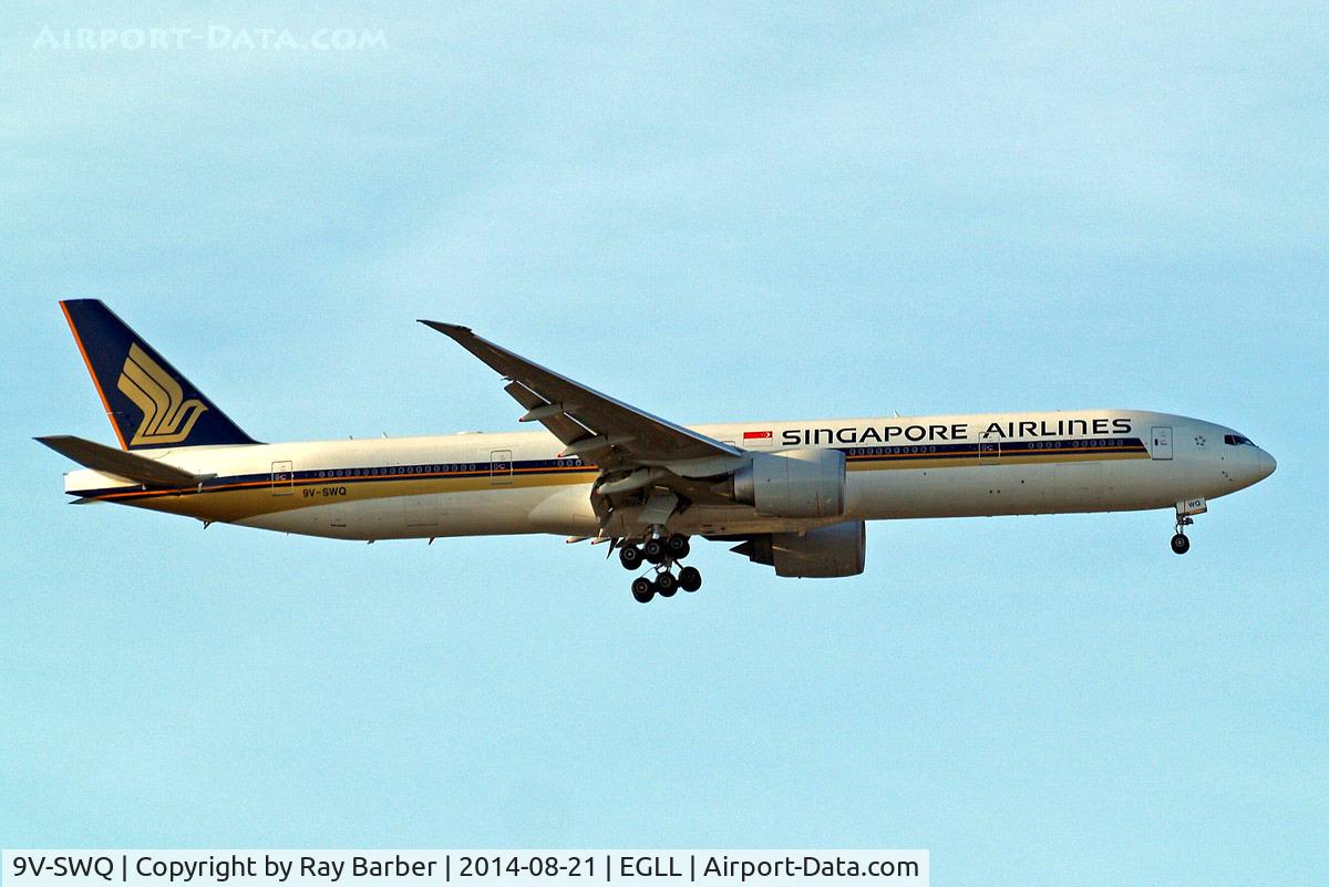 9V-SWQ, 2008 Boeing 777-312/ER C/N 34582, Boeing 777-312ER [34582] (Singapore Airlines) Home~G 21/08/2014. On approach 27L.