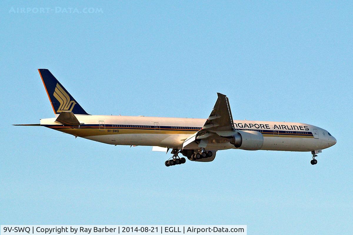 9V-SWQ, 2008 Boeing 777-312/ER C/N 34582, Boeing 777-312ER [34582] (Singapore Airlines) Home~G 21/08/2014. On approach 27L.