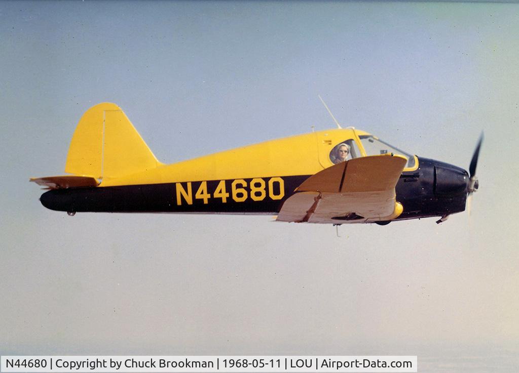 N44680, 1946 Culver V C/N V-71, This photo was taken while I owned this plane in the late 1960's.  The lady is the photographer's wife.