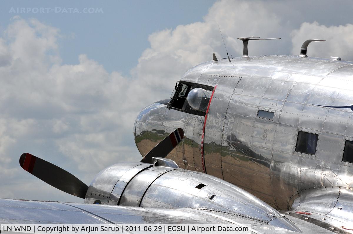 LN-WND, 1943 Douglas C-53D-DO Skytrooper (DC-3A) C/N 11750, On the tarmac at Duxford.