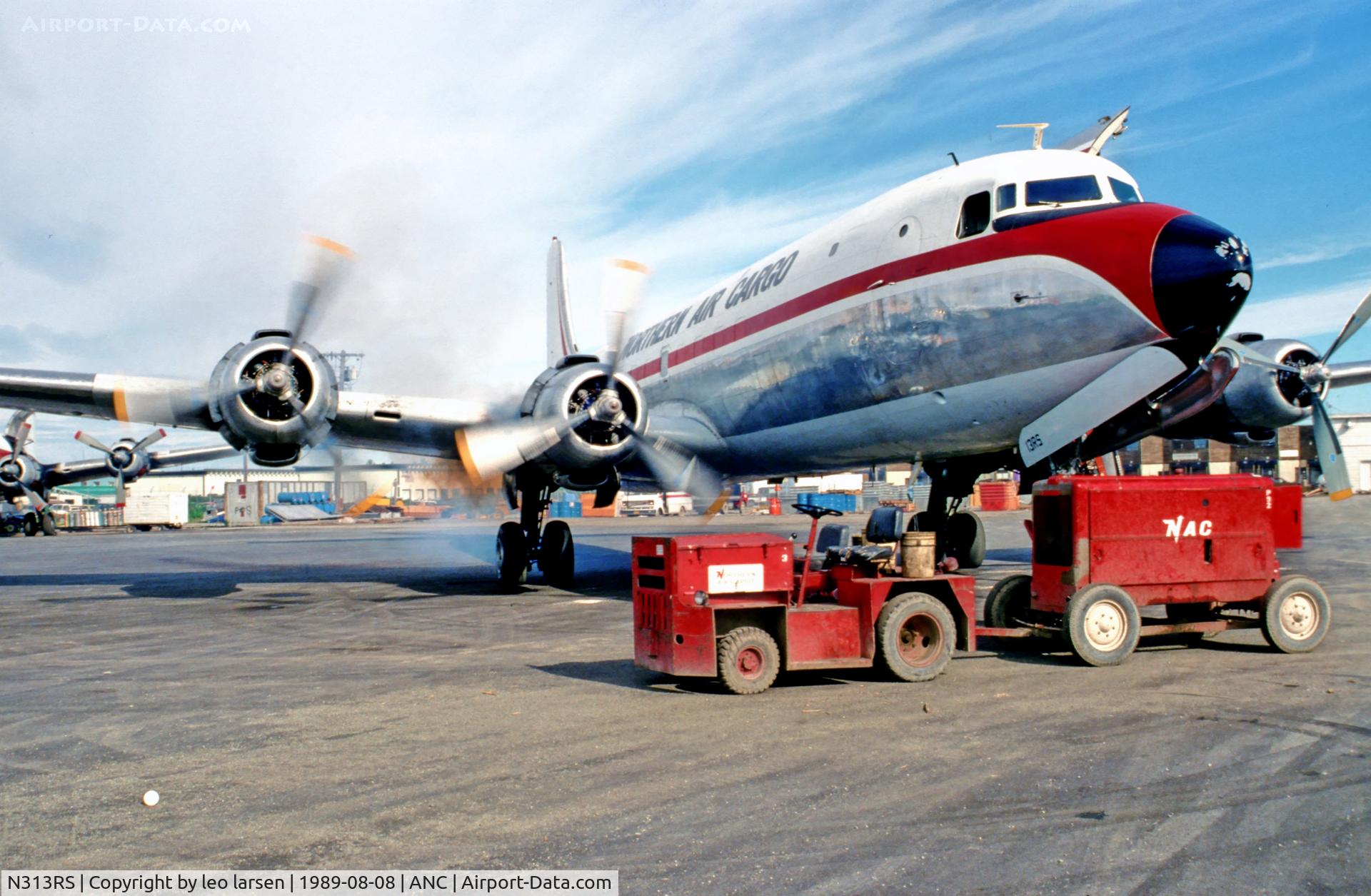 N313RS, 1955 Douglas C-118A Liftmaster (DC-6A) C/N 44663/630, Anchorage 8.8.89