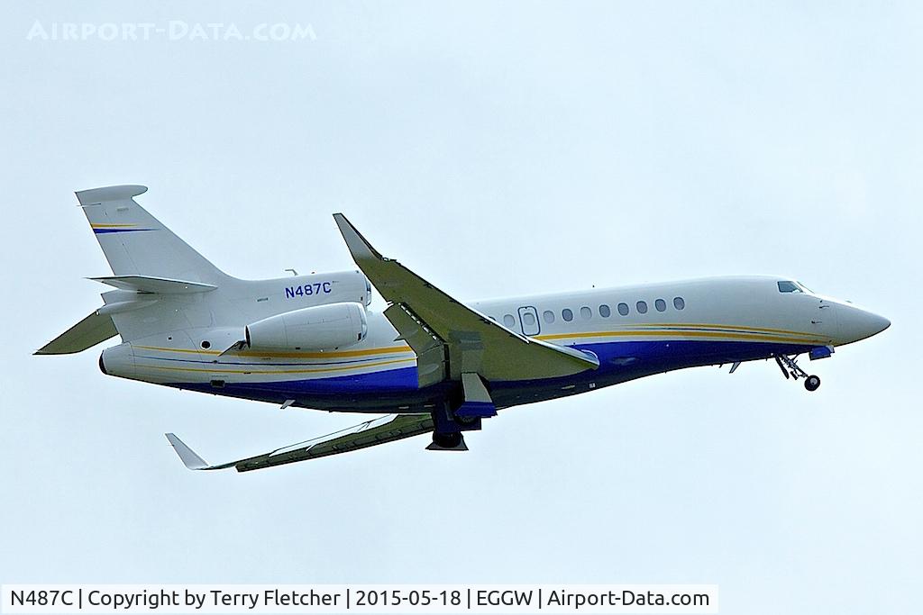 N487C, 2013 Dassault 7X C/N 221, 2013 Dassault 7X, c/n: 221 climbs out of Luton