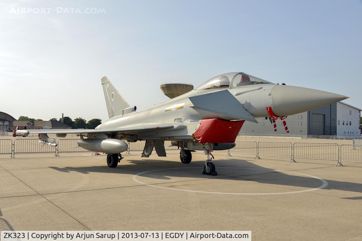 ZK323, 2011 Eurofighter EF-2000 Typhoon FGR4 C/N BS084/322, On display at RNAS Yeovilton Air Day 2013.