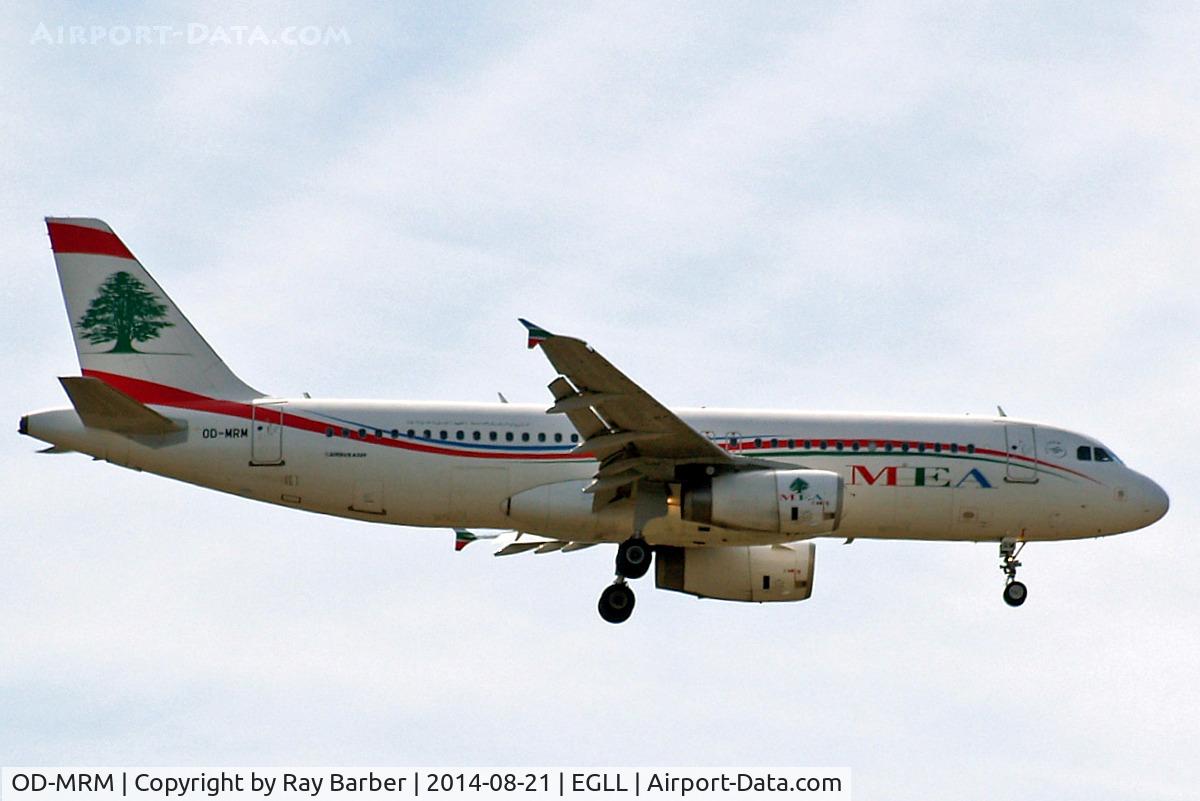 OD-MRM, 2011 Airbus A320-232 C/N 4632, Airbus A320-232 [4632] (Middle East Airlines) Home~G 21/08/2014. On approach 27L.
