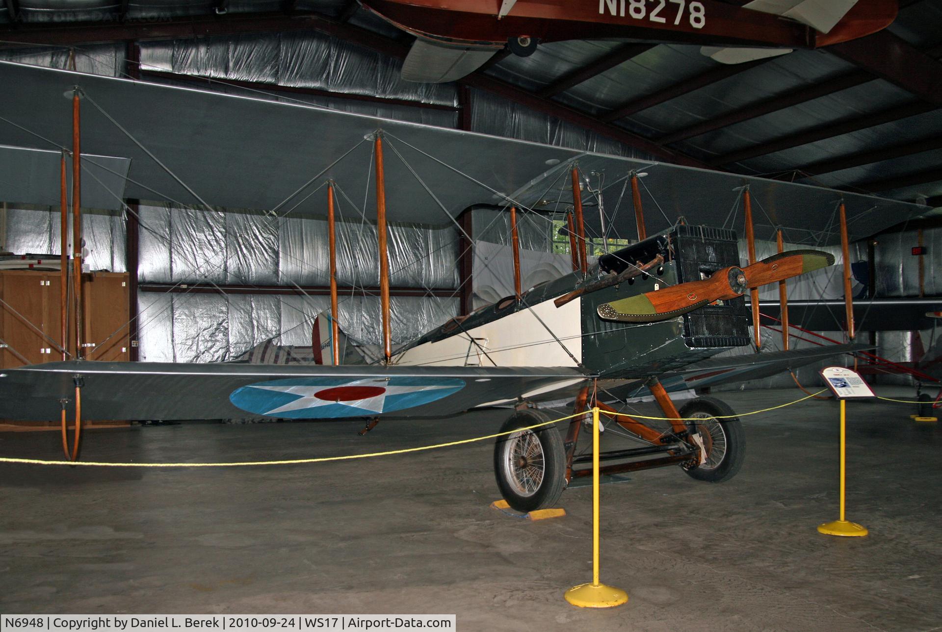 N6948, 1917 Standard J-1 C/N 1956, This lovely 1917 original Standard biplane is displayed with pride at the EAA AirVenture Museum.  This is how she appeared in 2010; soon thereafter, she was painted all yellow, with 