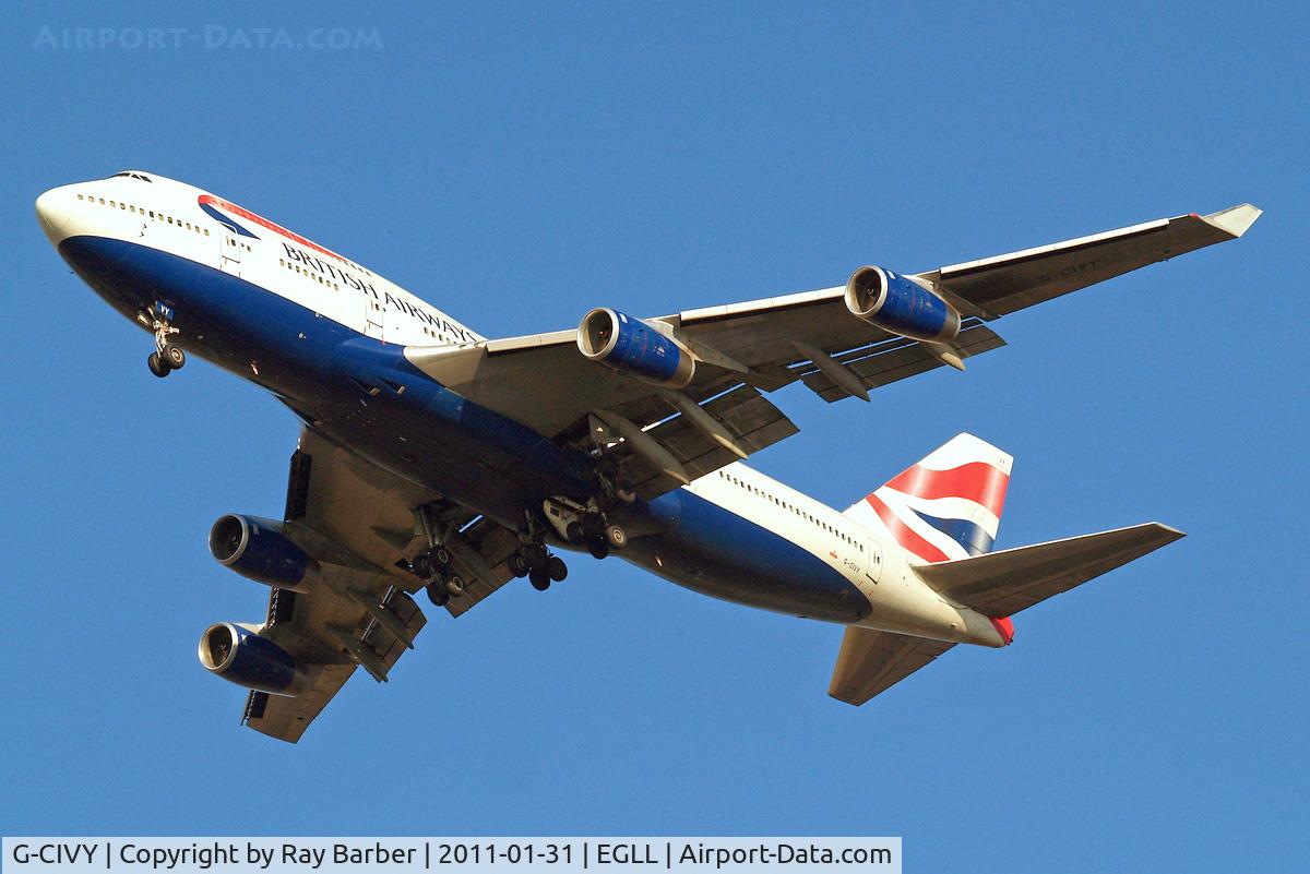 G-CIVY, 1998 Boeing 747-436 C/N 28853, Boeing 747-436 [28853] (British Airways) Home~G 31/01/2011. On approach 27R.