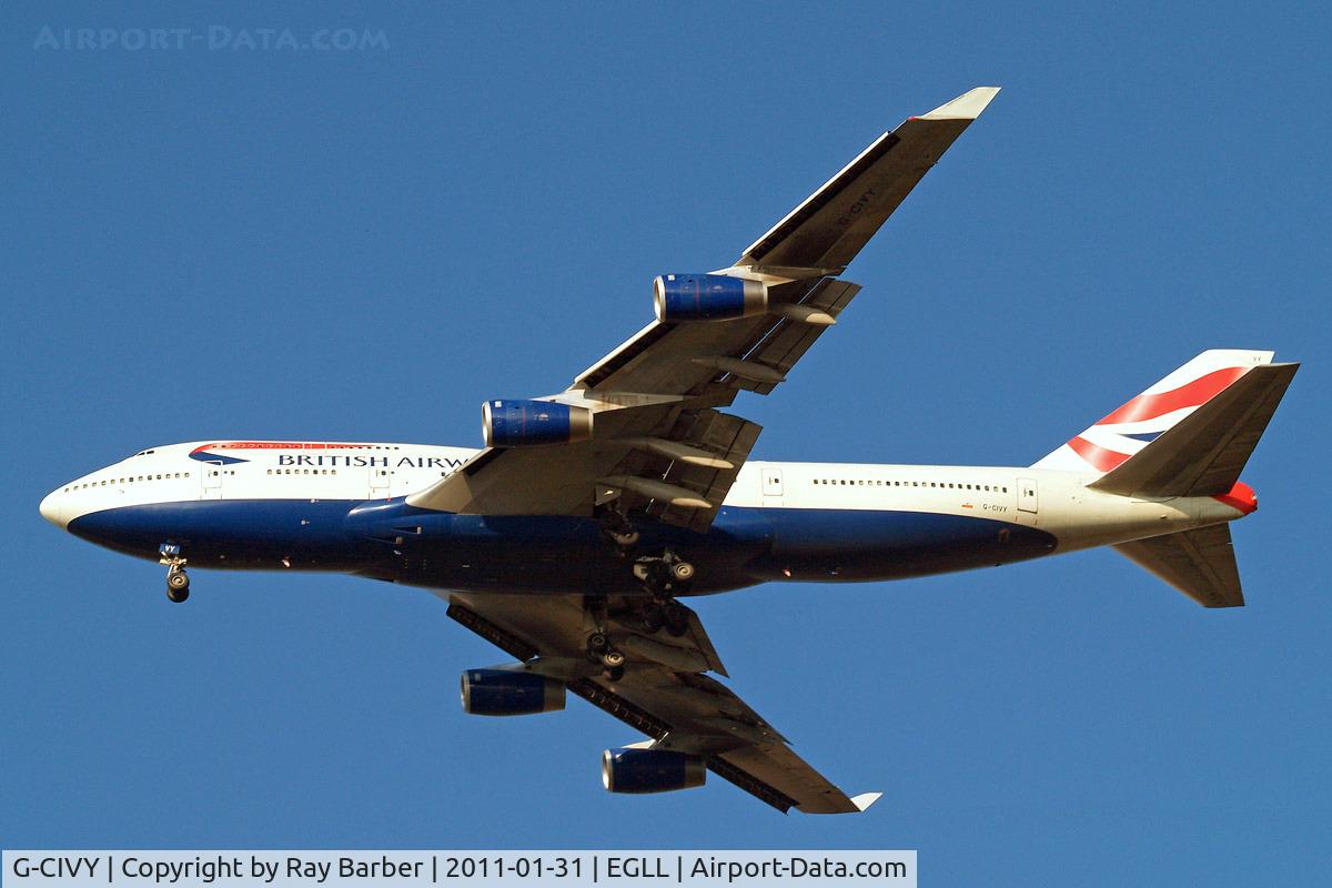 G-CIVY, 1998 Boeing 747-436 C/N 28853, Boeing 747-436 [28853] (British Airways) Home~G 31/01/2011. On approach 27R.