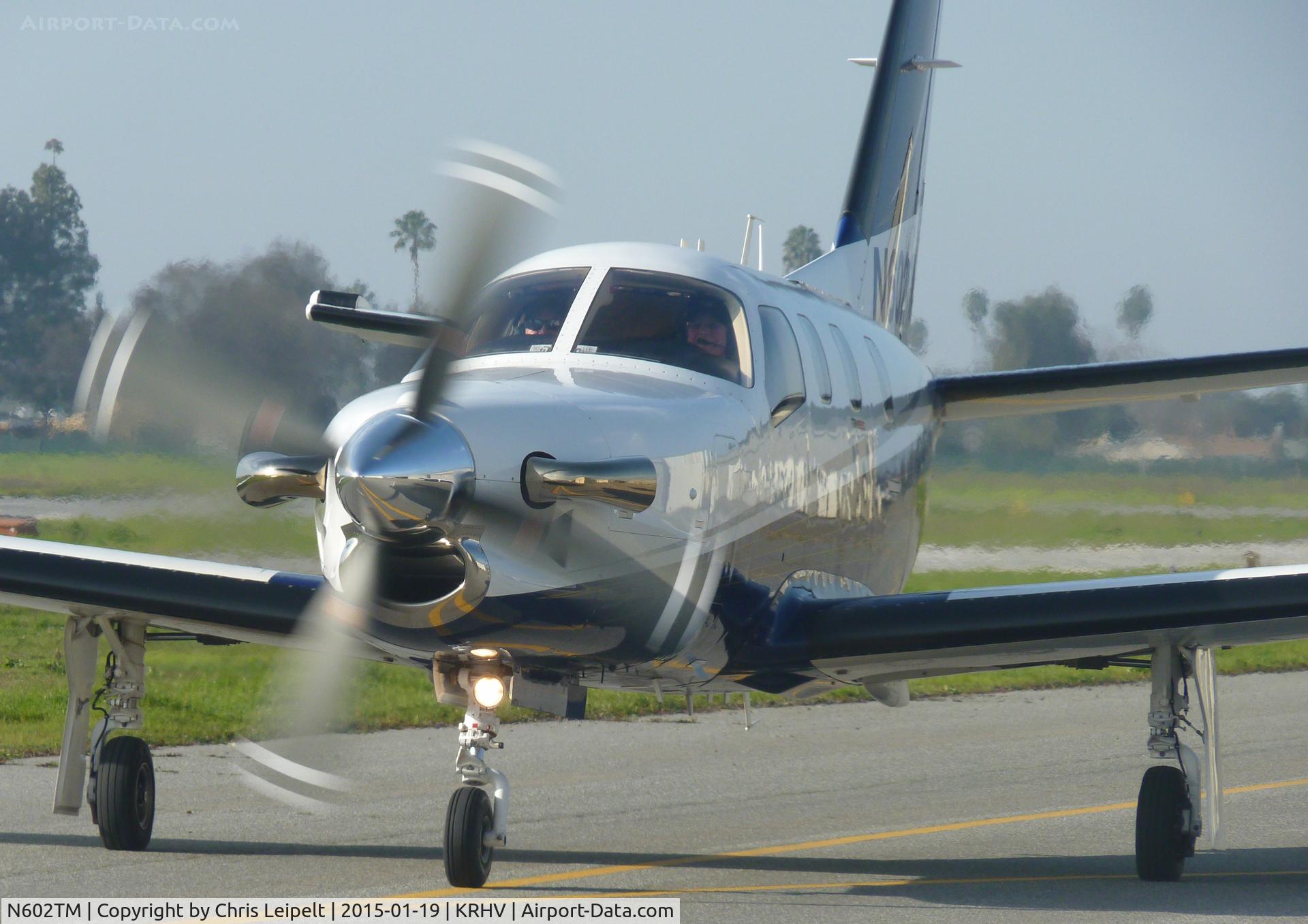 N602TM, 2011 Socata TBM-850 C/N 602, A local TBM 850 taxing back to its hangar after an IFR flight from Deer Valley. Photo taken at Reid Hillview Airport, CA.