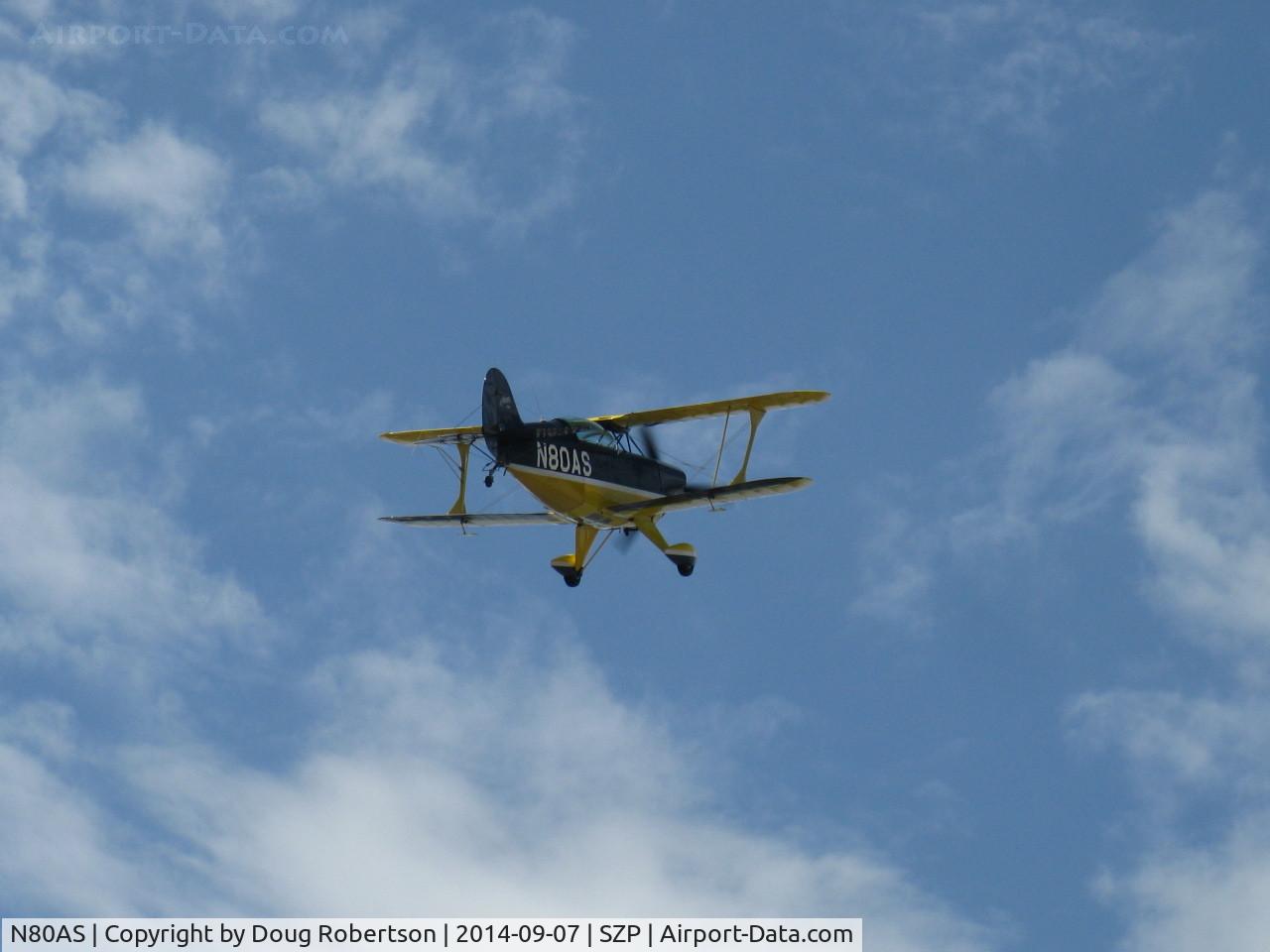 N80AS, 1992 Pitts S-2B Special C/N 5244, 1992 Pitts Aerobatics S-2B, Lycoming AEIO-540-D4A5 260 Hp, takeoff climb Rwy 22