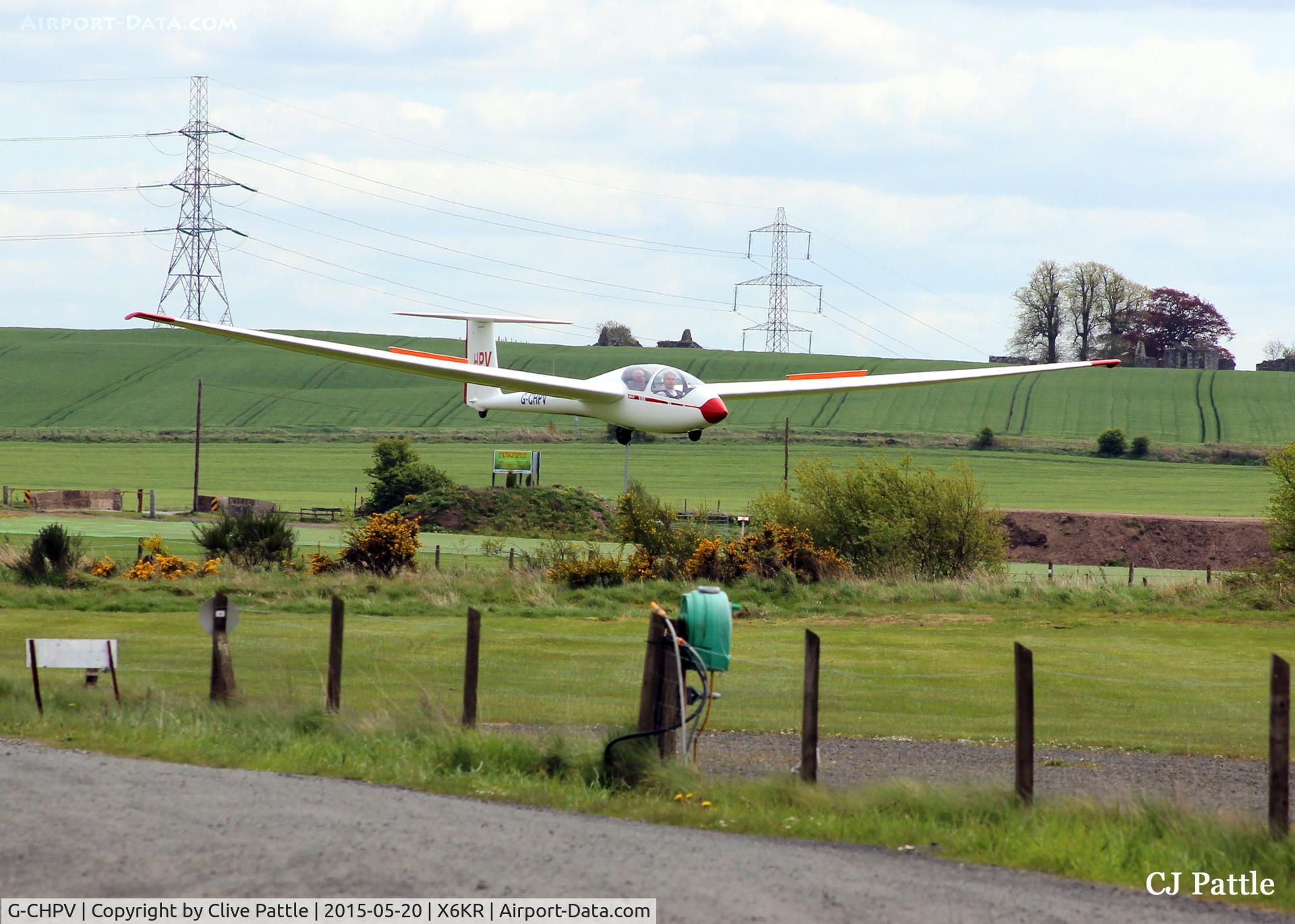 G-CHPV, 1994 Schleicher ASK-21 C/N 21608, Some ten feet from touchdown at Portmoak, Scotland