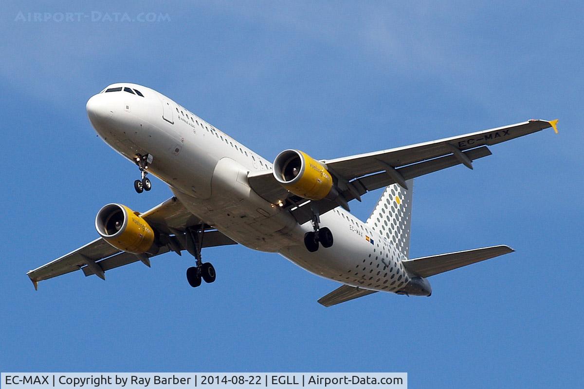 EC-MAX, 2010 Airbus A320-214 C/N 4478, Airbus A320-214 [4478] (Vueling Airlines) Home~G 22/08/2014. On approach 27R.