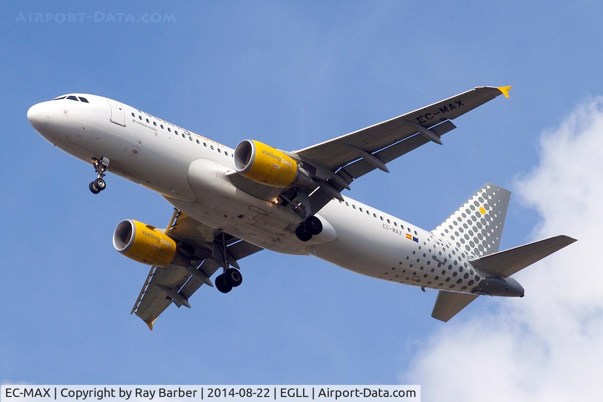 EC-MAX, 2010 Airbus A320-214 C/N 4478, Airbus A320-214 [4478] (Vueling Airlines) Home~G 22/08/2014. On approach 27R.