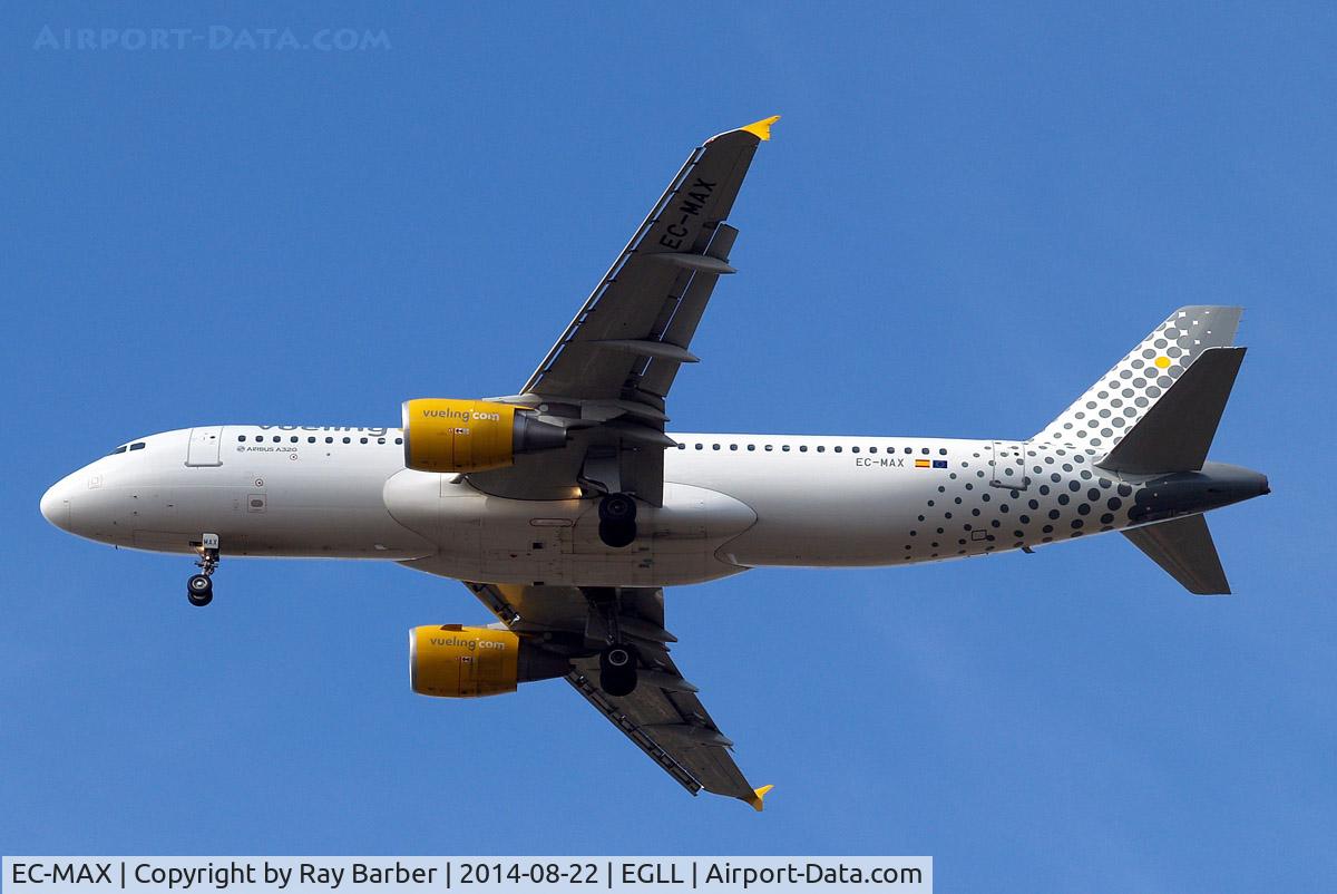 EC-MAX, 2010 Airbus A320-214 C/N 4478, Airbus A320-214 [4478] (Vueling Airlines) Home~G 22/08/2014. On approach 27R.