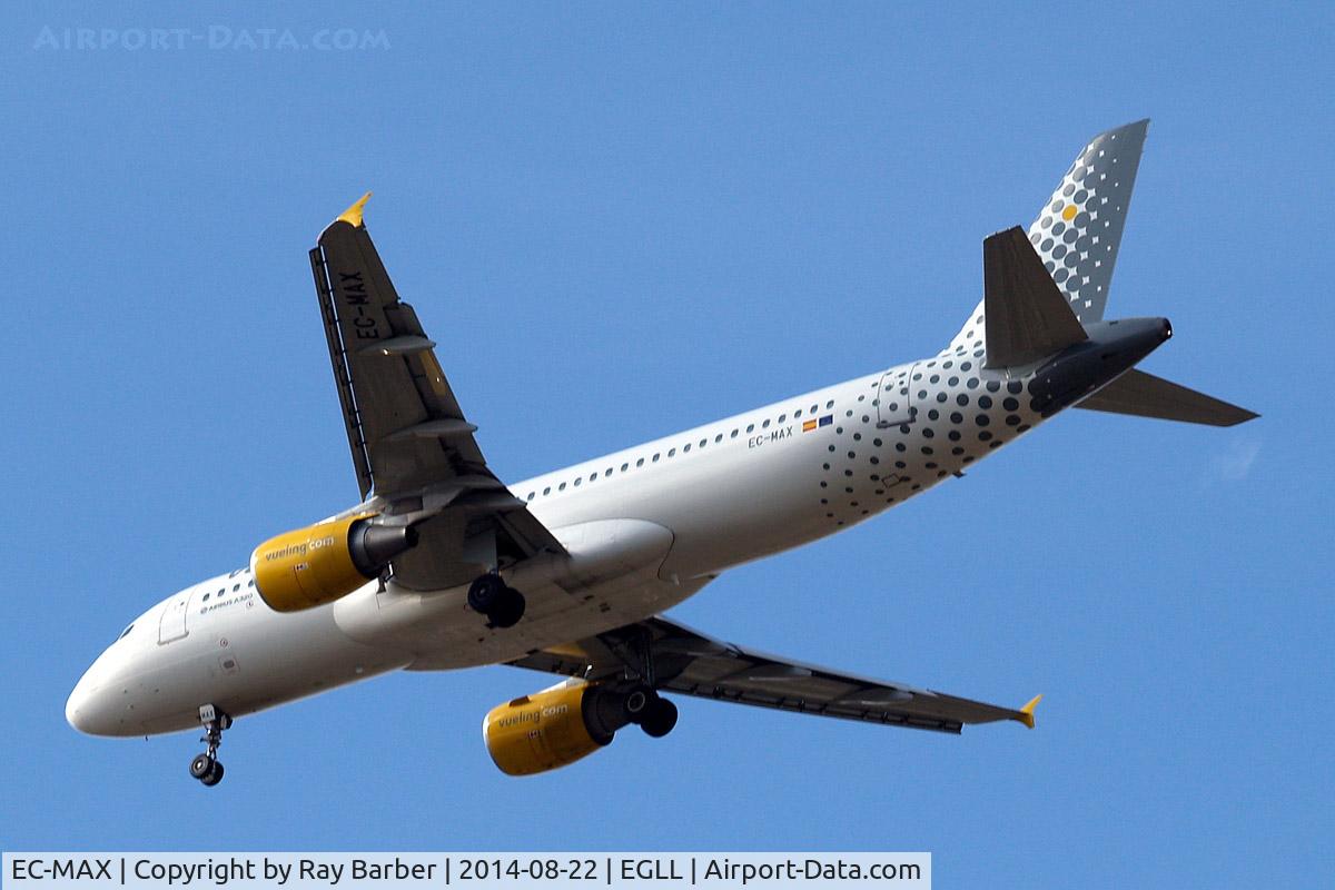 EC-MAX, 2010 Airbus A320-214 C/N 4478, Airbus A320-214 [4478] (Vueling Airlines) Home~G 22/08/2014. On approach 27R.