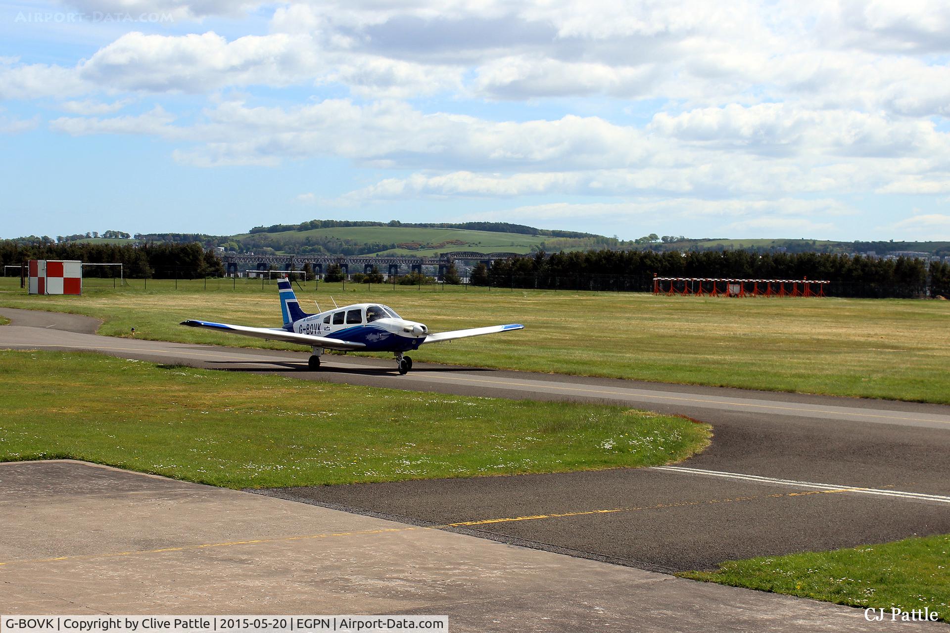 G-BOVK, 1985 Piper PA-28-161 Cherokee Warrior II C/N 28-8516061, Taxy for departure at Dundee Riverside airport (EGPN)