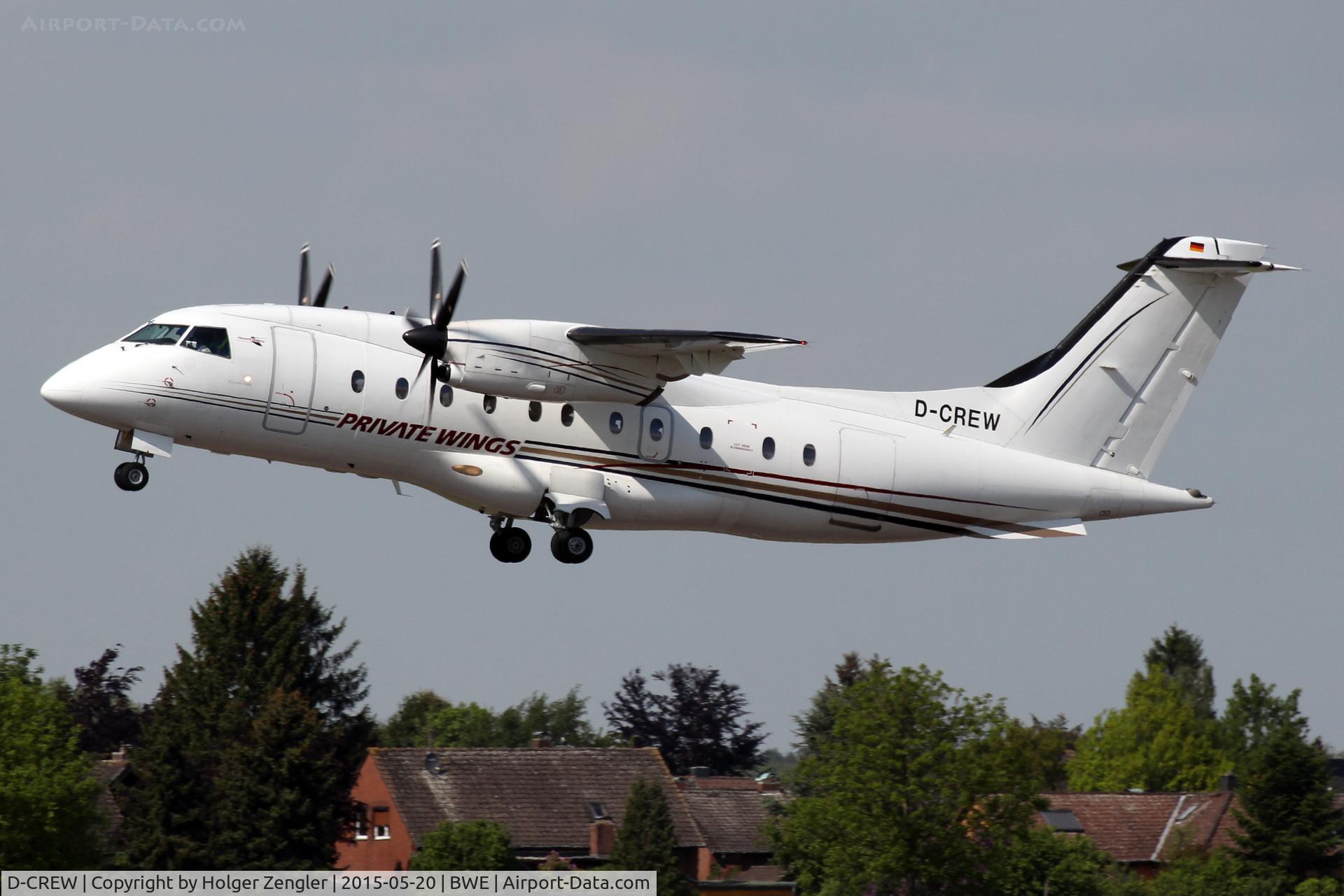 D-CREW, 1999 Dornier 328-110 C/N 3113, A load of men in black suits is leaving BWE....