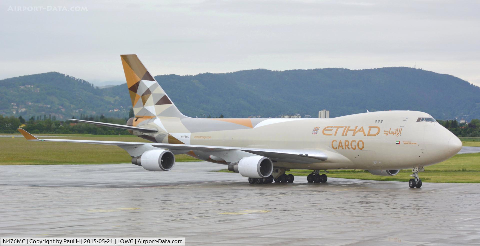 N476MC, 1999 Boeing 747-47UF C/N 29256, B-747 with the new Etihad-Livery at Graz for the Red Bull Air Race in Rovinj 2015