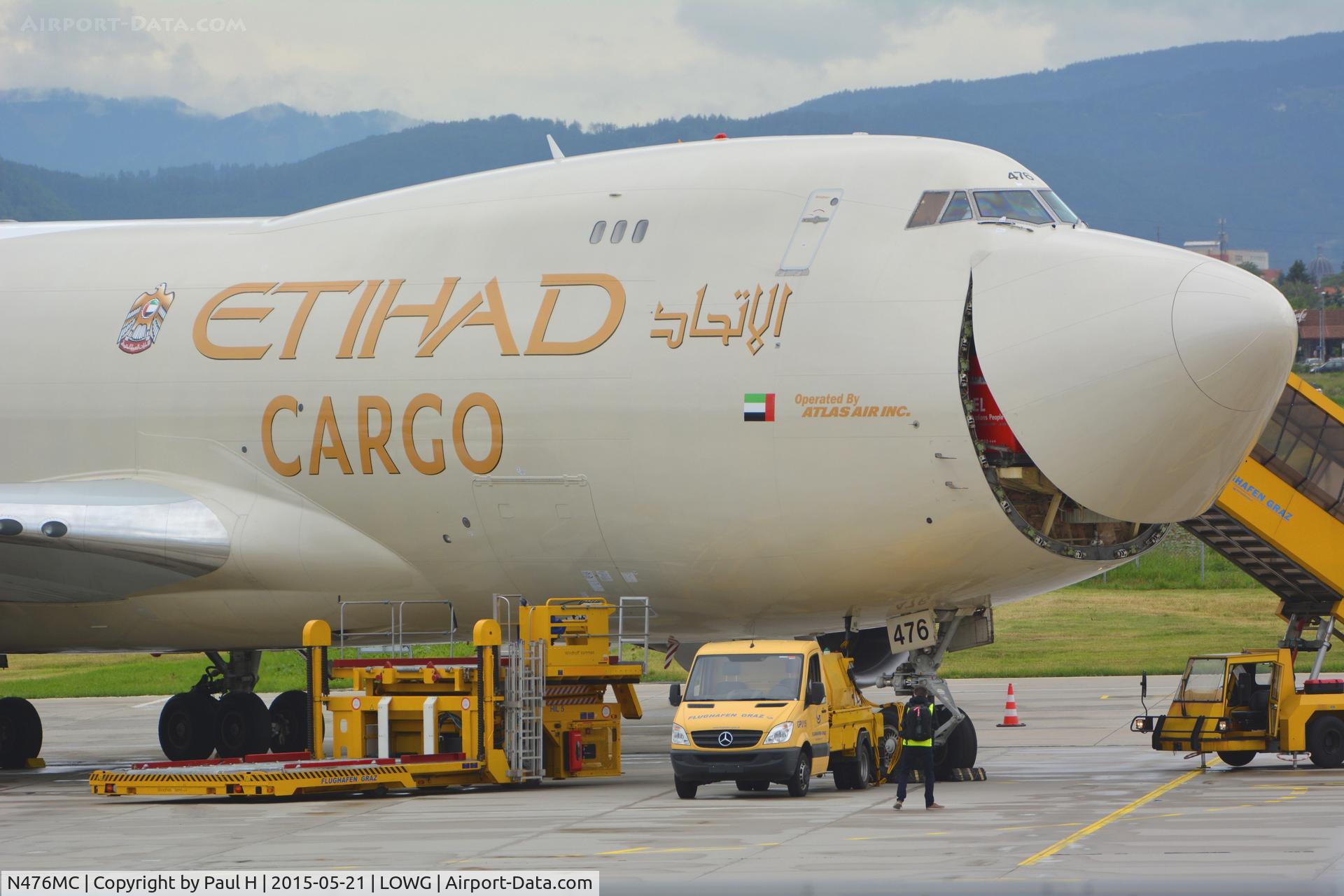 N476MC, 1999 Boeing 747-47UF C/N 29256, B-747 with the new Etihad-Livery at Graz for the Red Bull Air Race in Rovinj 2015