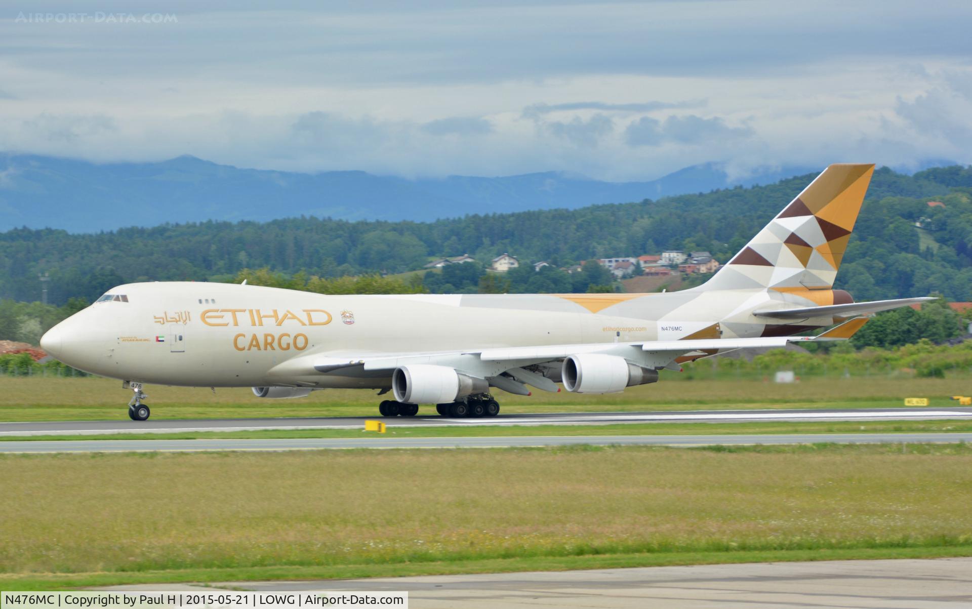N476MC, 1999 Boeing 747-47UF C/N 29256, B-747 with the new Etihad-Livery at Graz for the Red Bull Air Race in Rovinj 2015