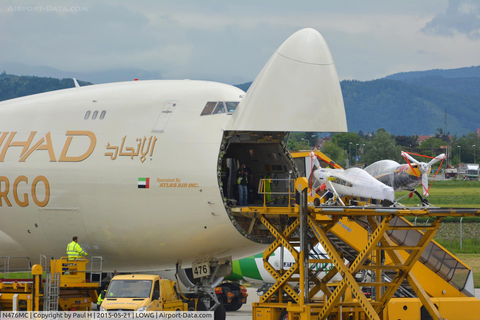 N476MC, 1999 Boeing 747-47UF C/N 29256, B-747 with the new Etihad-Livery at Graz for the Red Bull Air Race in Rovinj 2015