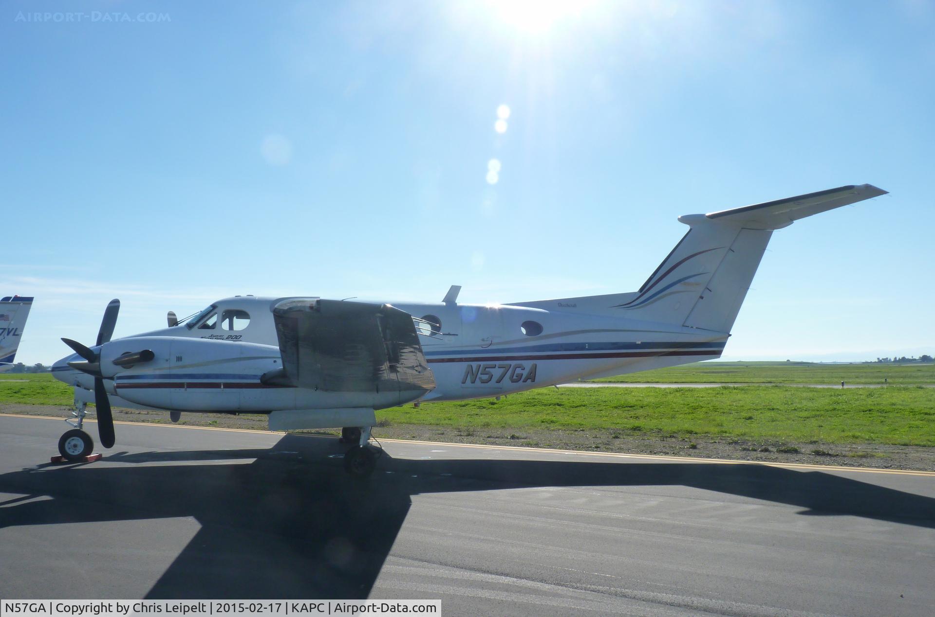 N57GA, 1979 Beech 200 King Air C/N BB-477, A local 1979 Beechcraft King Air 200 sitting at one of the tie downs at Napa Airport, CA.