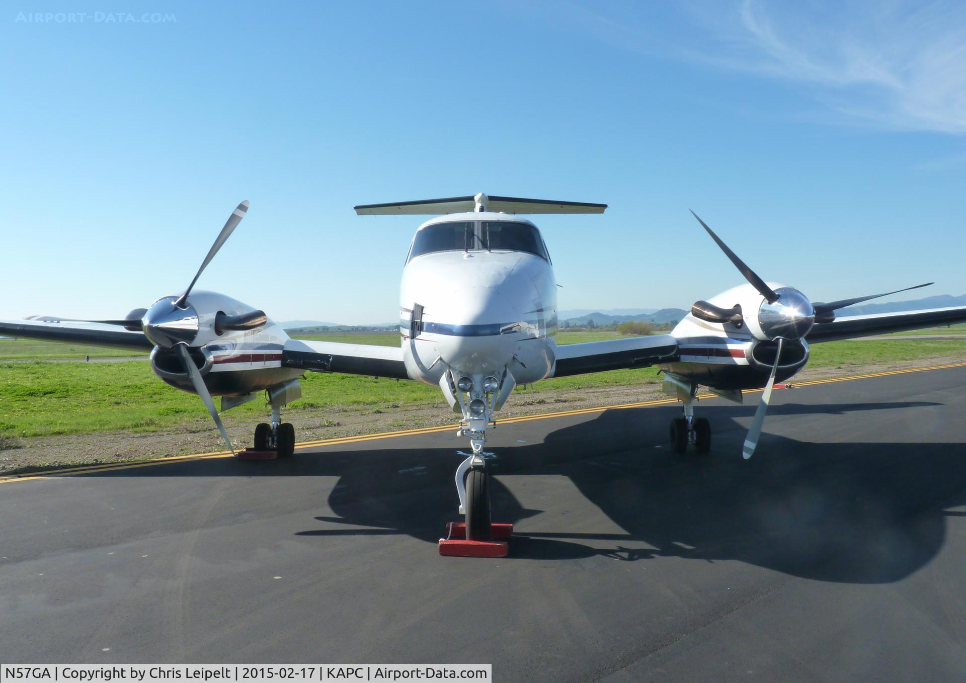 N57GA, 1979 Beech 200 King Air C/N BB-477, A local 1979 Beechcraft King Air 200 sitting at one of the tie downs at Napa Airport, CA.