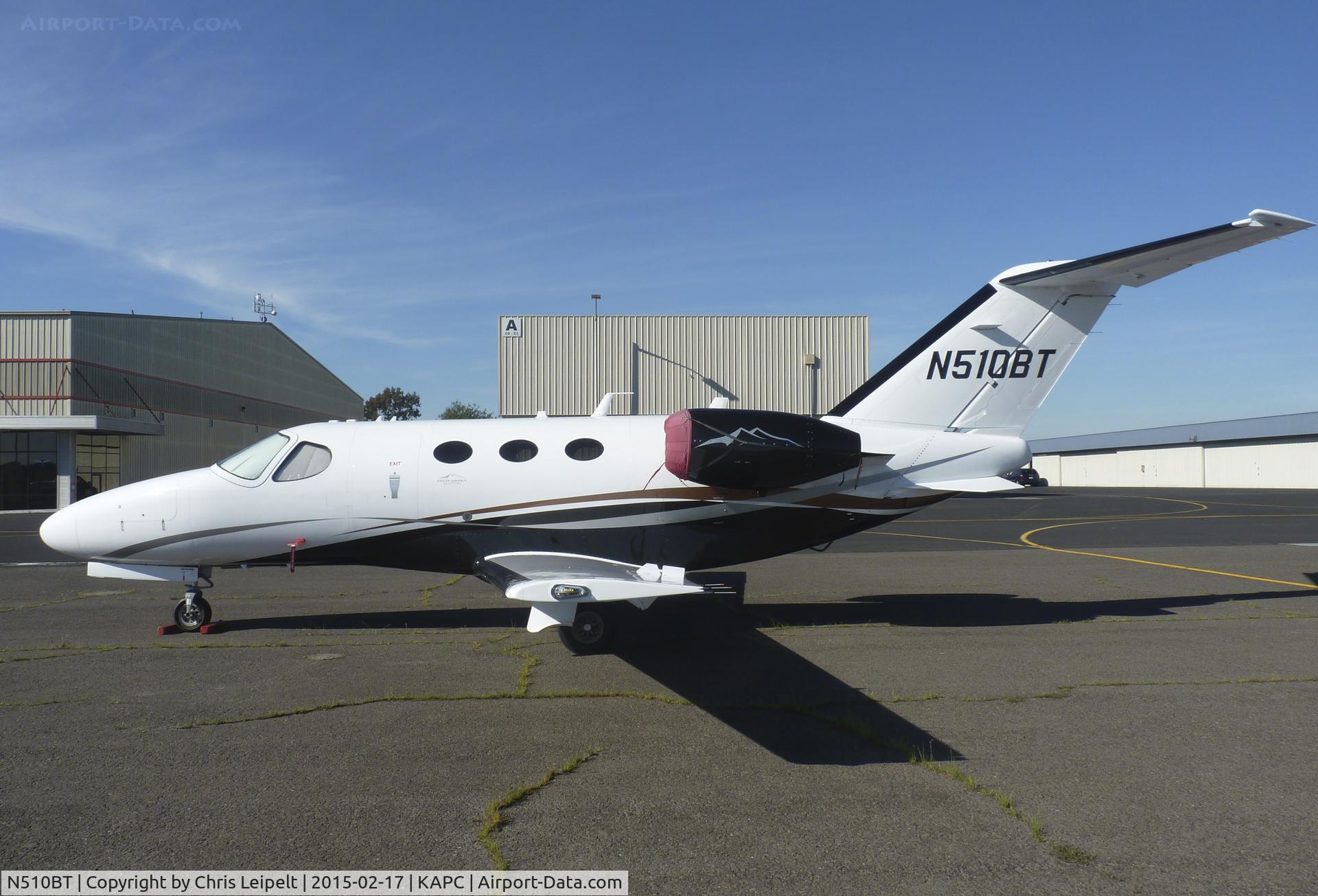 N510BT, 2010 Cessna 510 Citation Mustang C/N 510-0336, A nice Cessna Citation Mustang sitting out in the middle of nowhere after the Jet Center was too busy and there were no more tie downs.