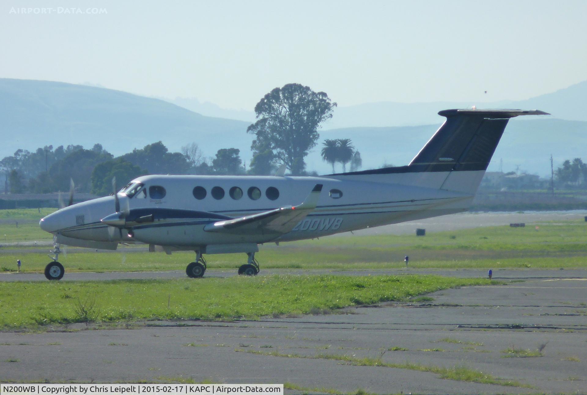 N200WB, 2001 Raytheon B200 King Air C/N BB-1754, A 2001 King Air B200 in the run up area going 3/4 throttle (it was loud) to test some new equipment at Napa Airport, CA.