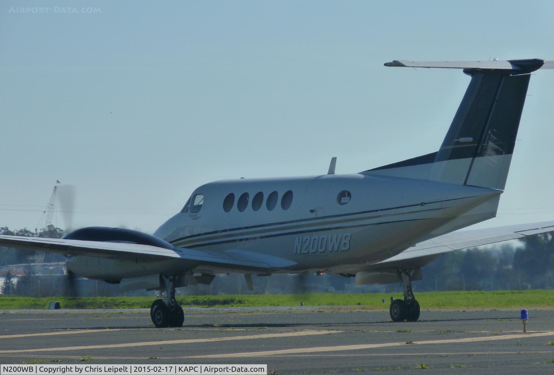 N200WB, 2001 Raytheon B200 King Air C/N BB-1754, A 2001 King Air B200 in the run up area going 3/4 throttle (it was loud) to test some new equipment at Napa Airport, CA.