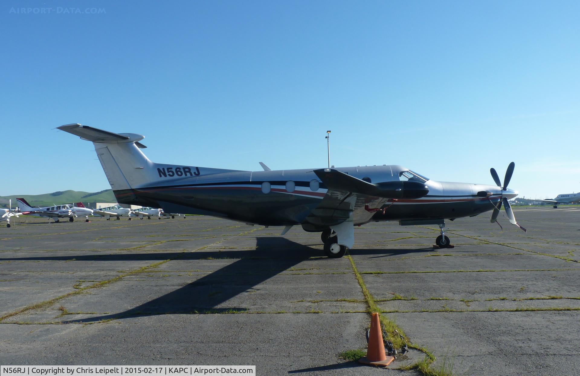 N56RJ, 2006 Pilatus PC-12/47 C/N 758, A 2006 Pilatus PC-12/47 sitting in one of the tie downs down south at Napa Airport, CA.