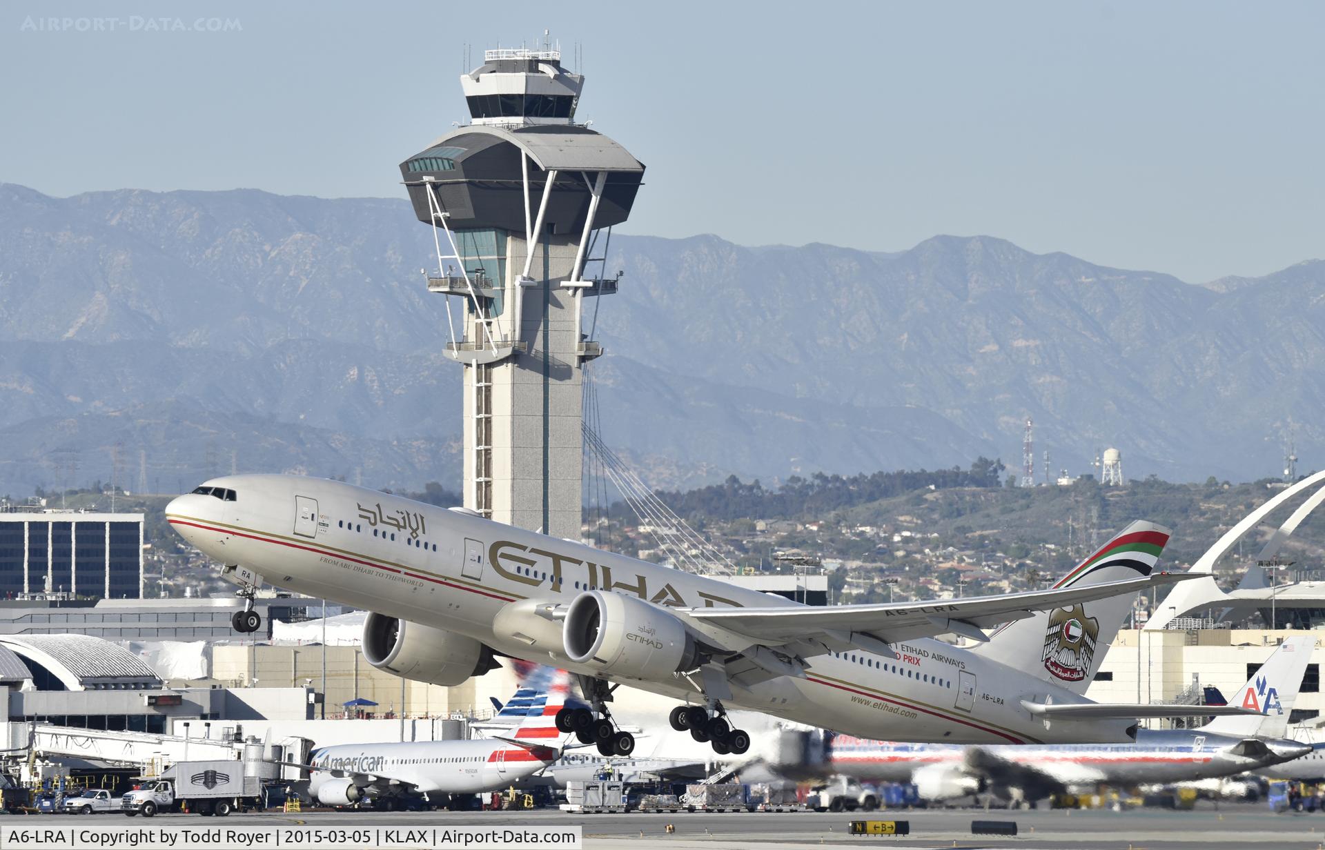 A6-LRA, 2007 Boeing 777-237/LR C/N 36300, Departing LAX