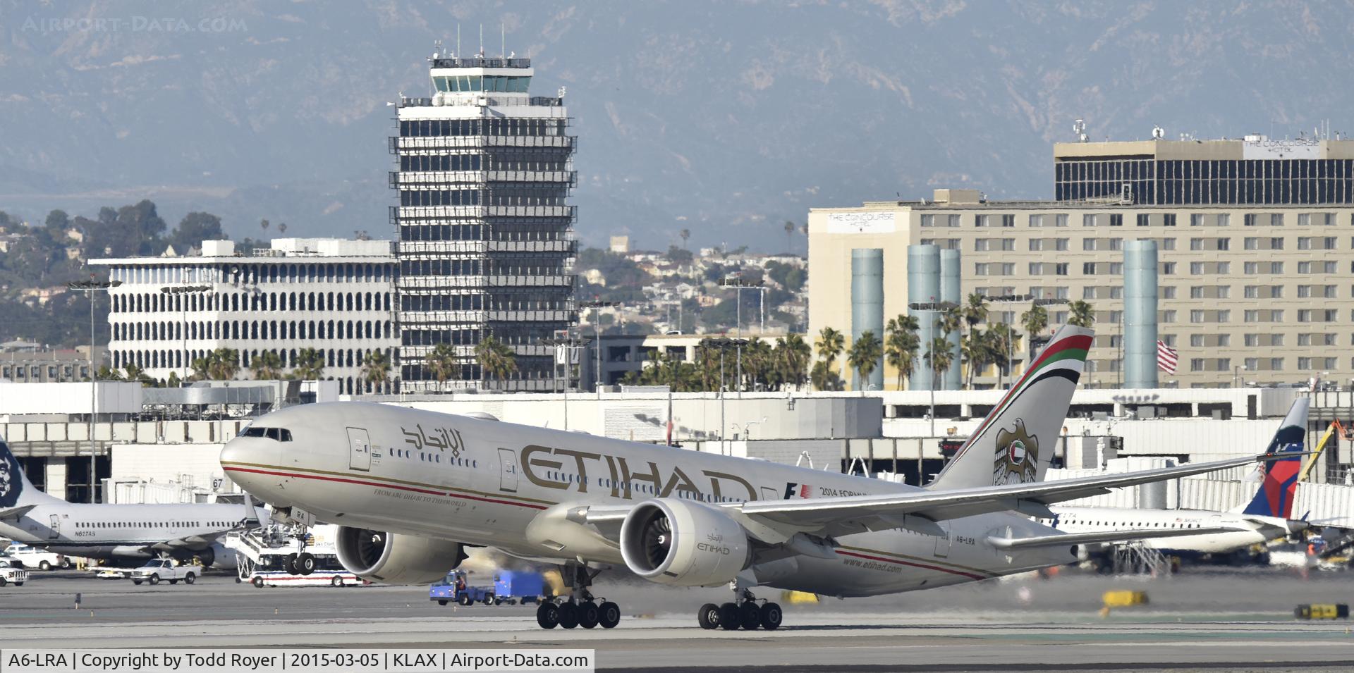 A6-LRA, 2007 Boeing 777-237/LR C/N 36300, Departing LAX