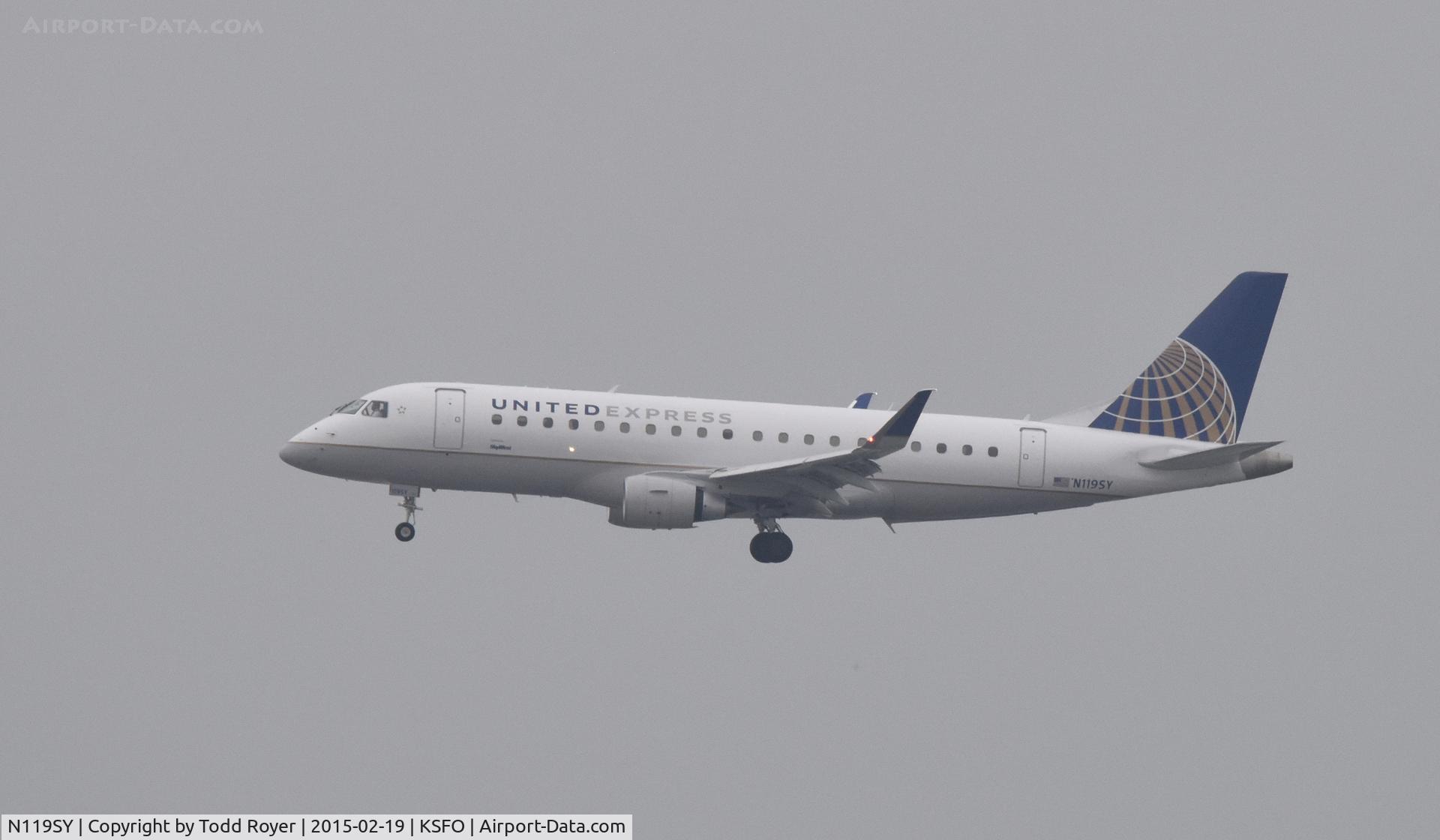 N119SY, 2014 Embraer 175LR (ERJ-170-200LR) C/N 17000421, Landing at SFO
