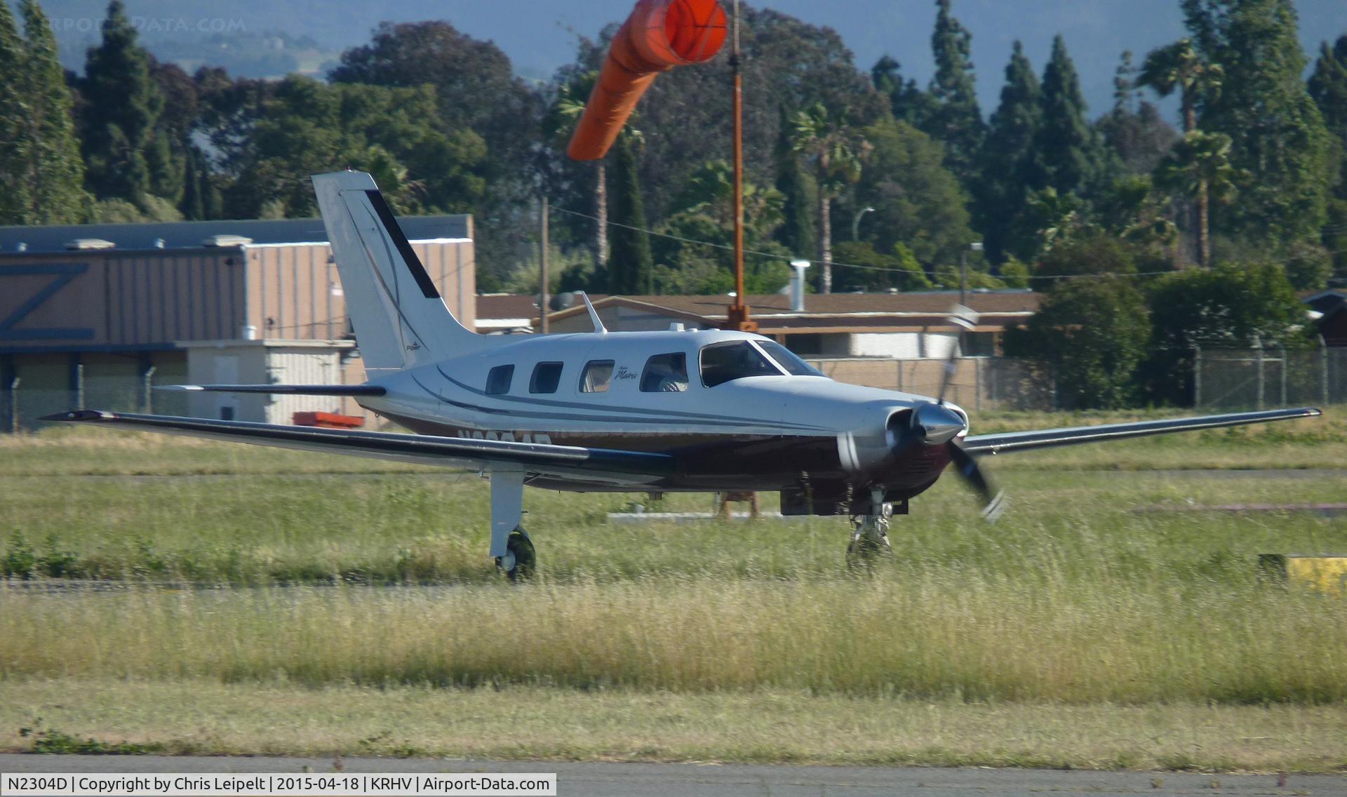 N2304D, 2010 Piper PA-46R-350T Malibu Matrix C/N 4692154, A local Piper Malibu Matrix rolling down 31R after a VFR flight from Big Bear. Photo taken at Reid Hillview Airport, CA.
