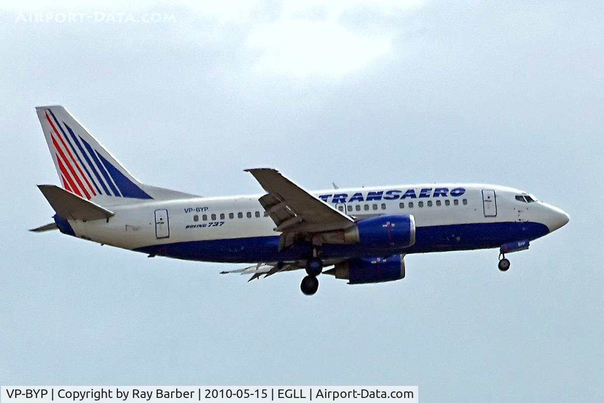 VP-BYP, 1998 Boeing 737-524 C/N 28927, Boeing 737-524 [28927] (Transaero Airlines) Home~G 15/05/2010. On approach 27L.