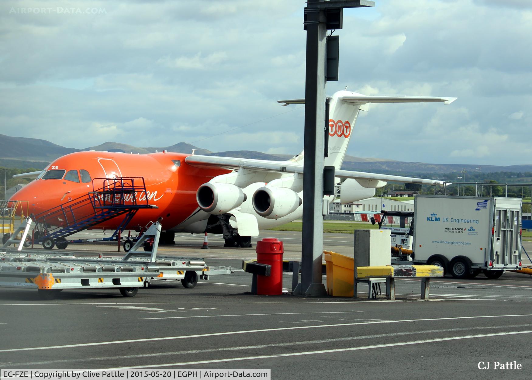 EC-FZE, 1988 British Aerospace BAe.146-200QT Quiet Trader C/N E2105, In the cargo area at Edinburgh (EGPH)